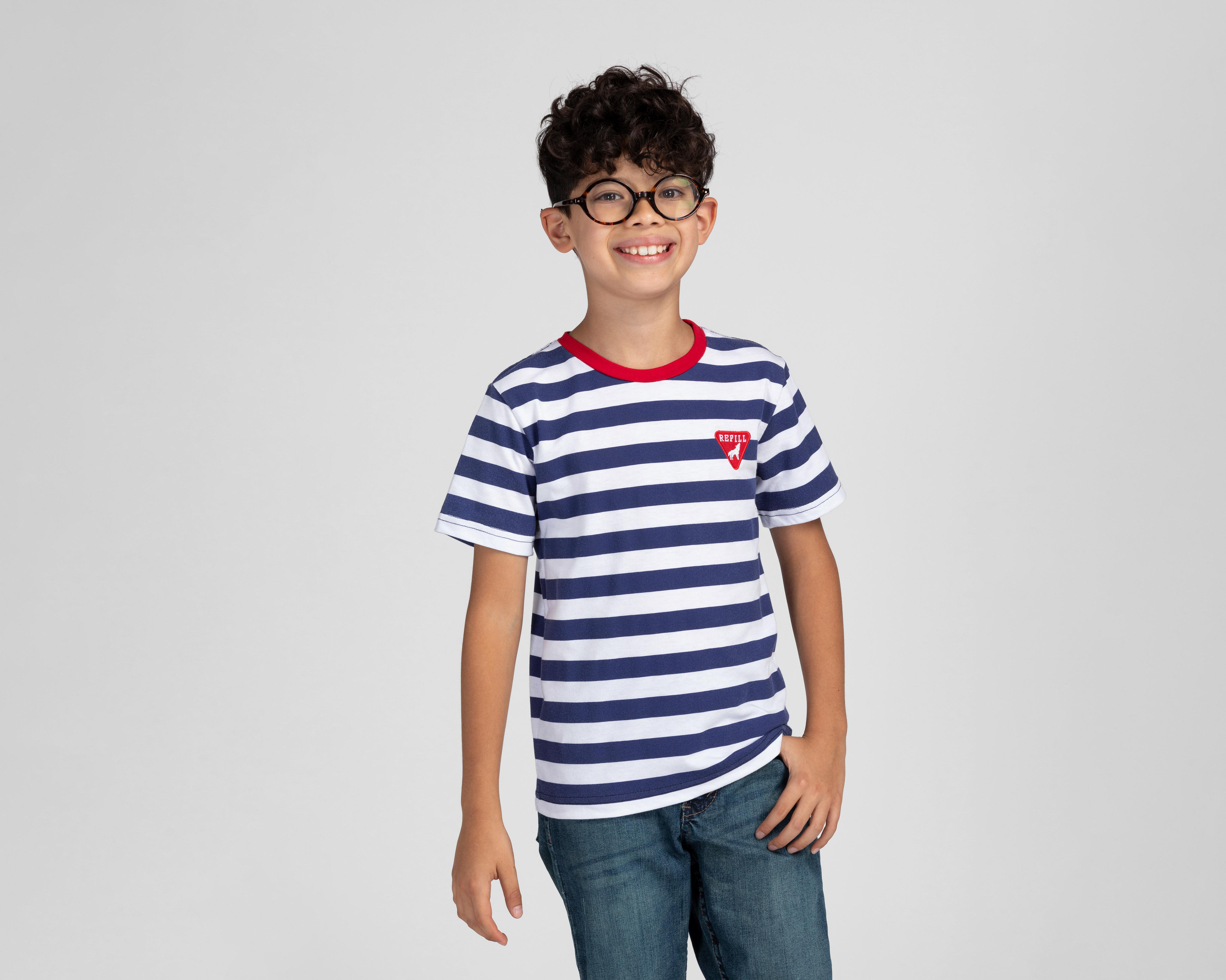 Playera Refill Manga Corta a Rayas para Niño