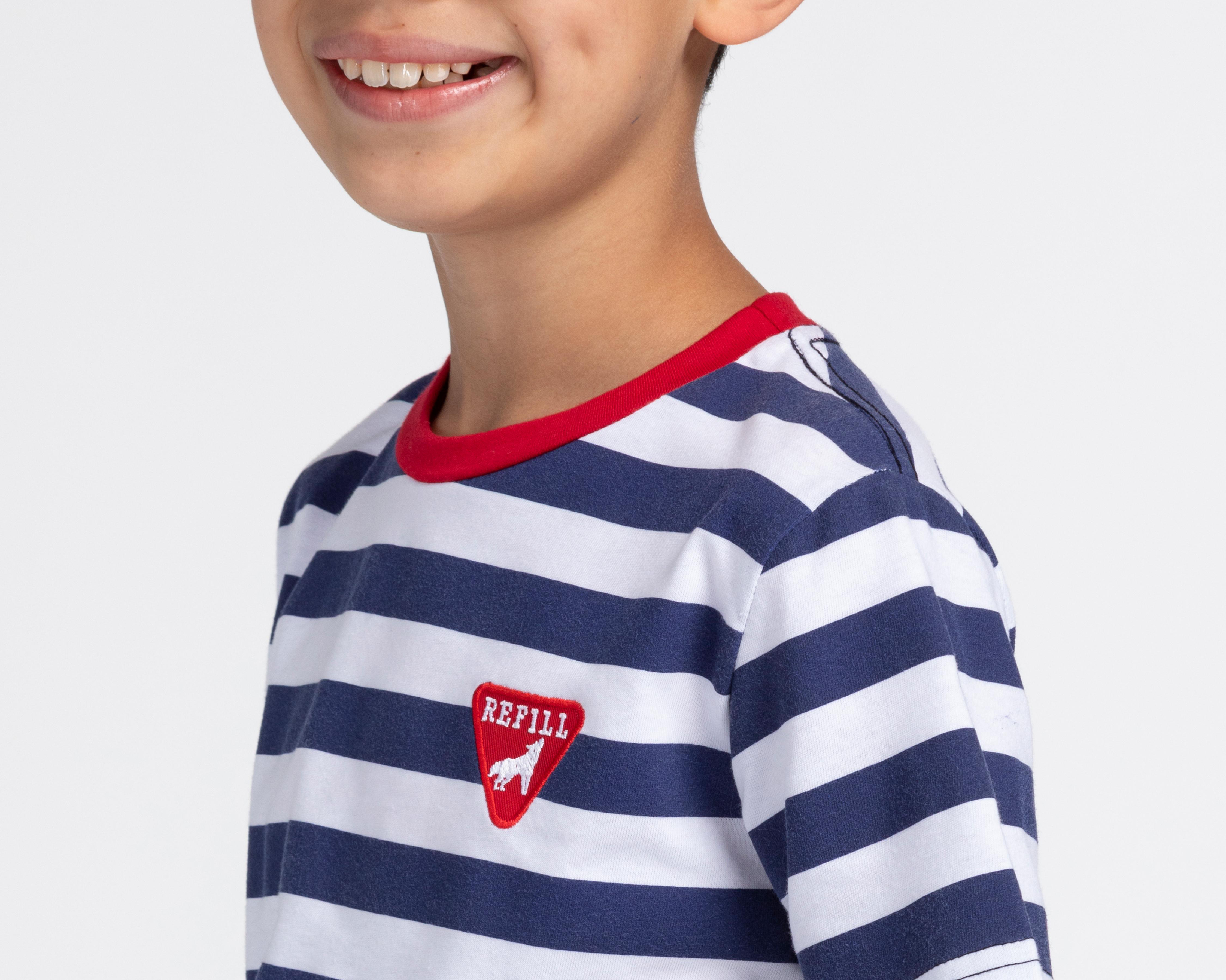 Foto 5 pulgar | Playera Refill Manga Corta a Rayas para Niño