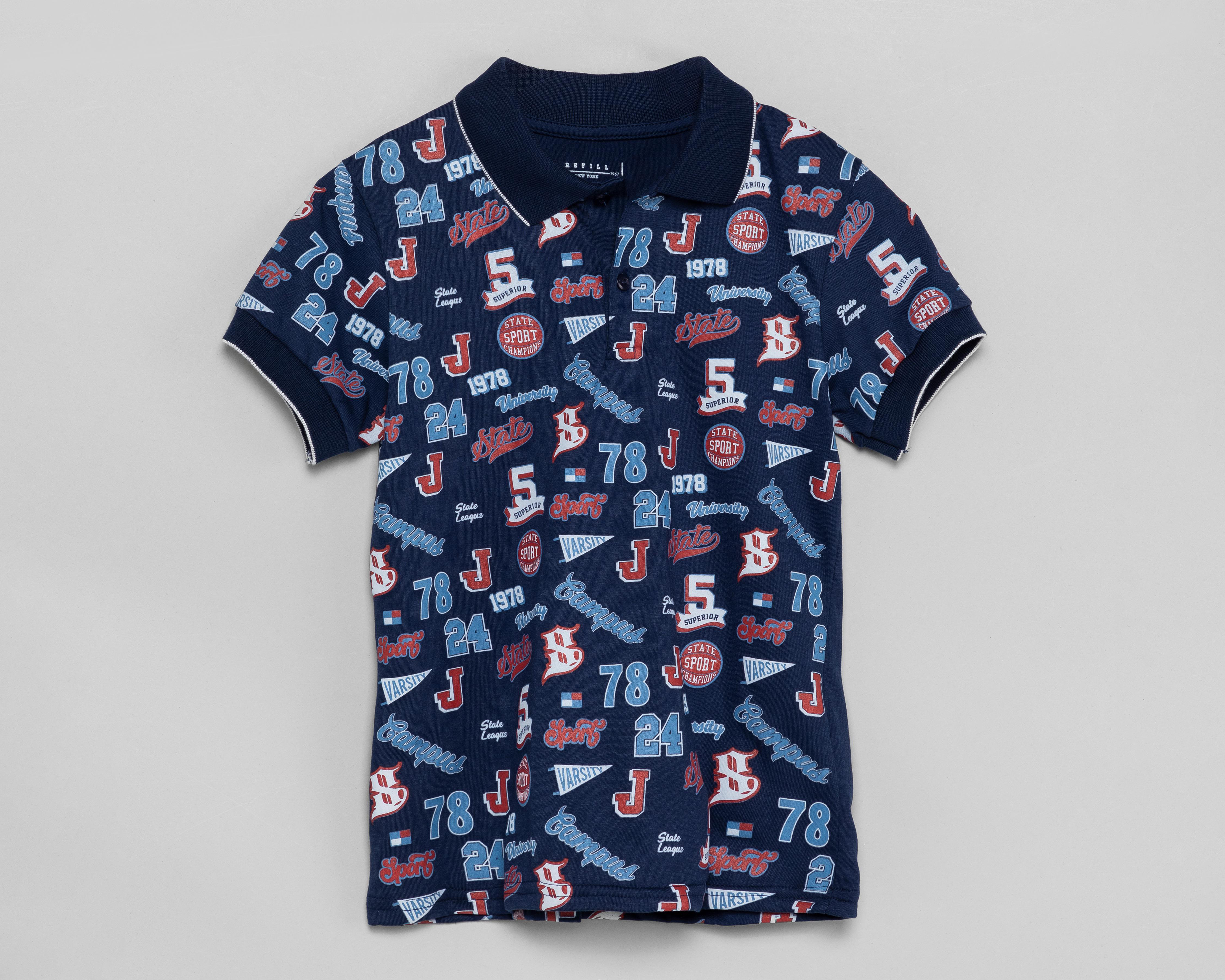 Playera Refill Manga Corta Estampada para Niño