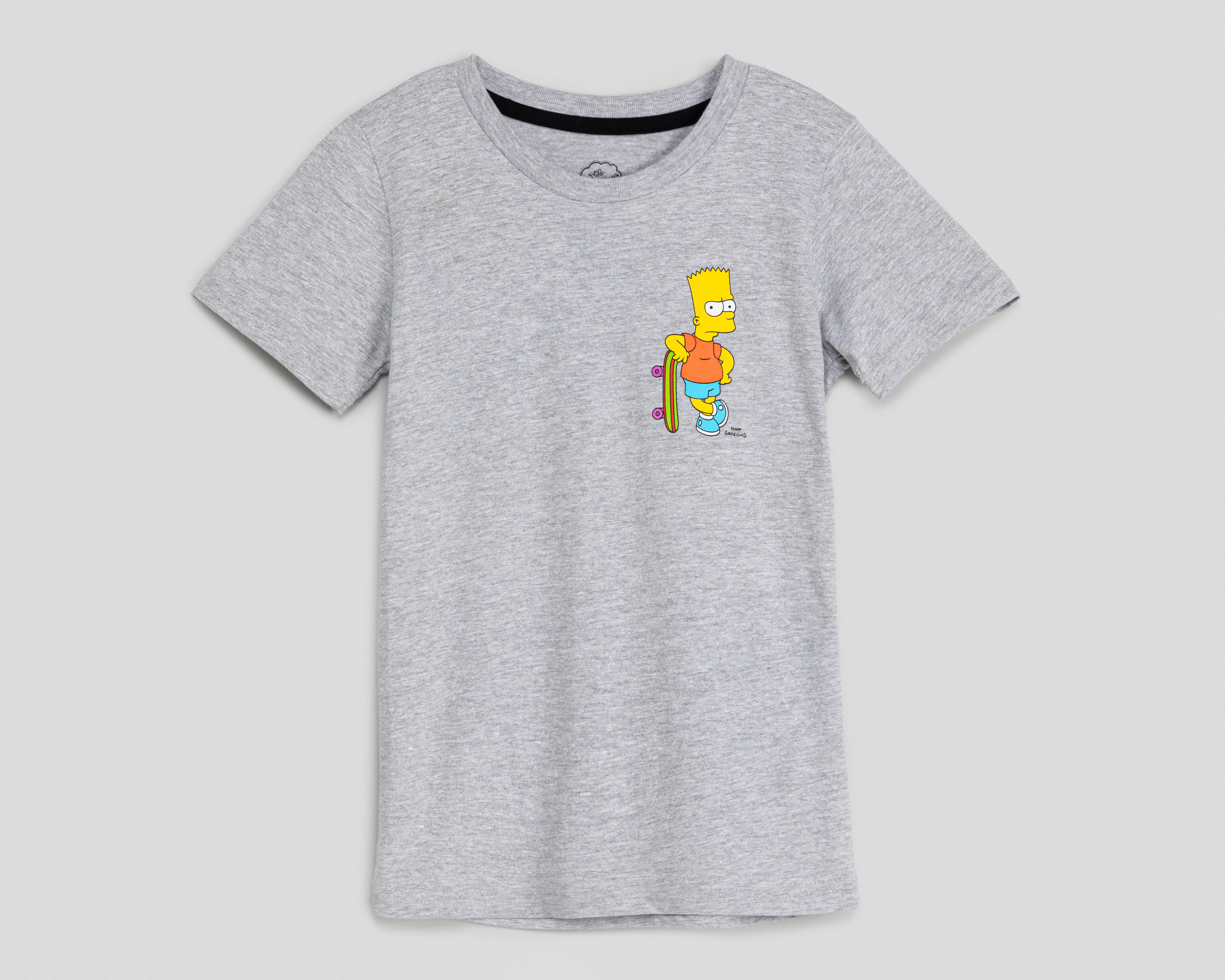 Foto 2 pulgar | Playera The Simpsons Manga Corta Estampada para Niño