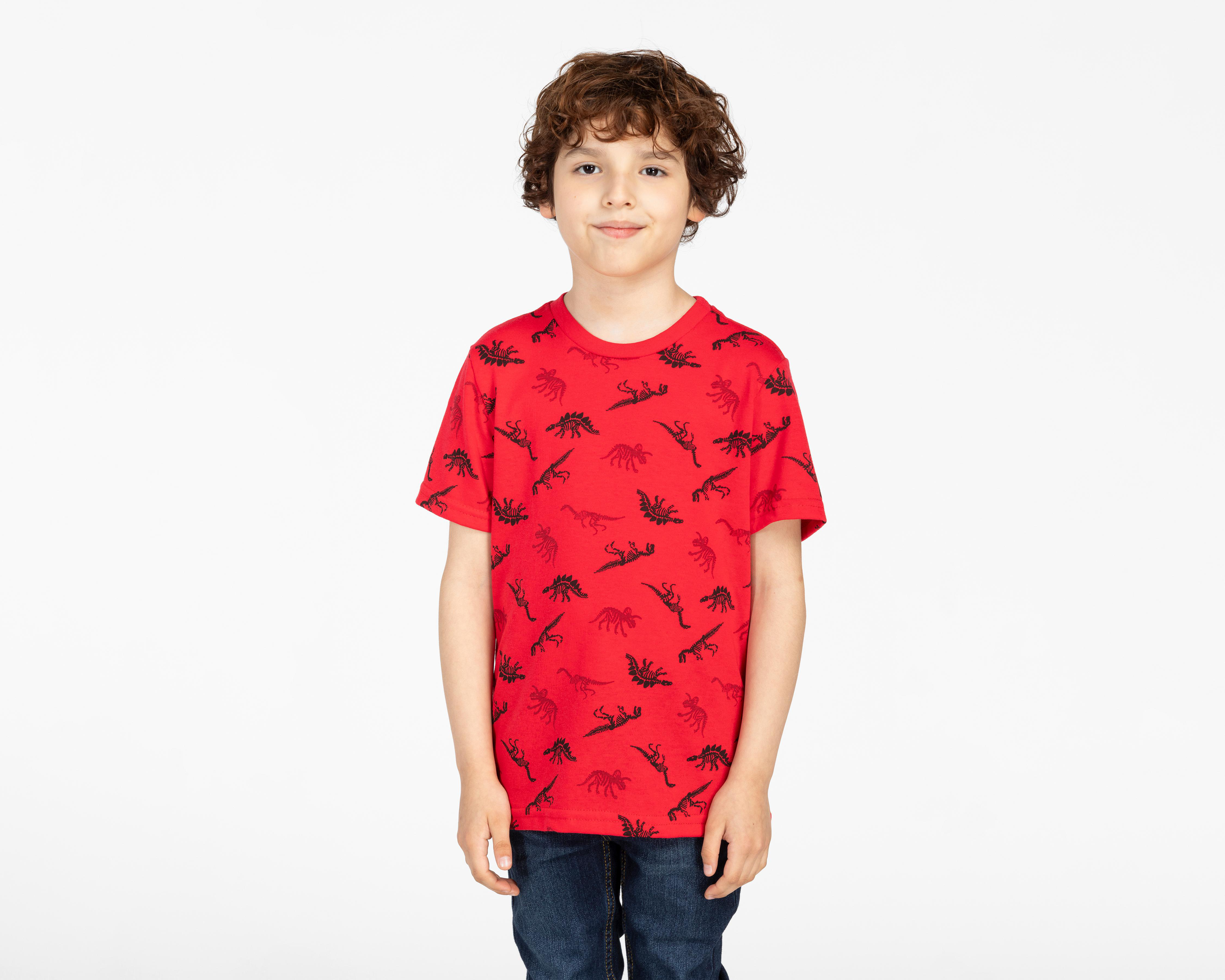 Playera Refill Manga Corta con Print de Dinosaurios para Niño