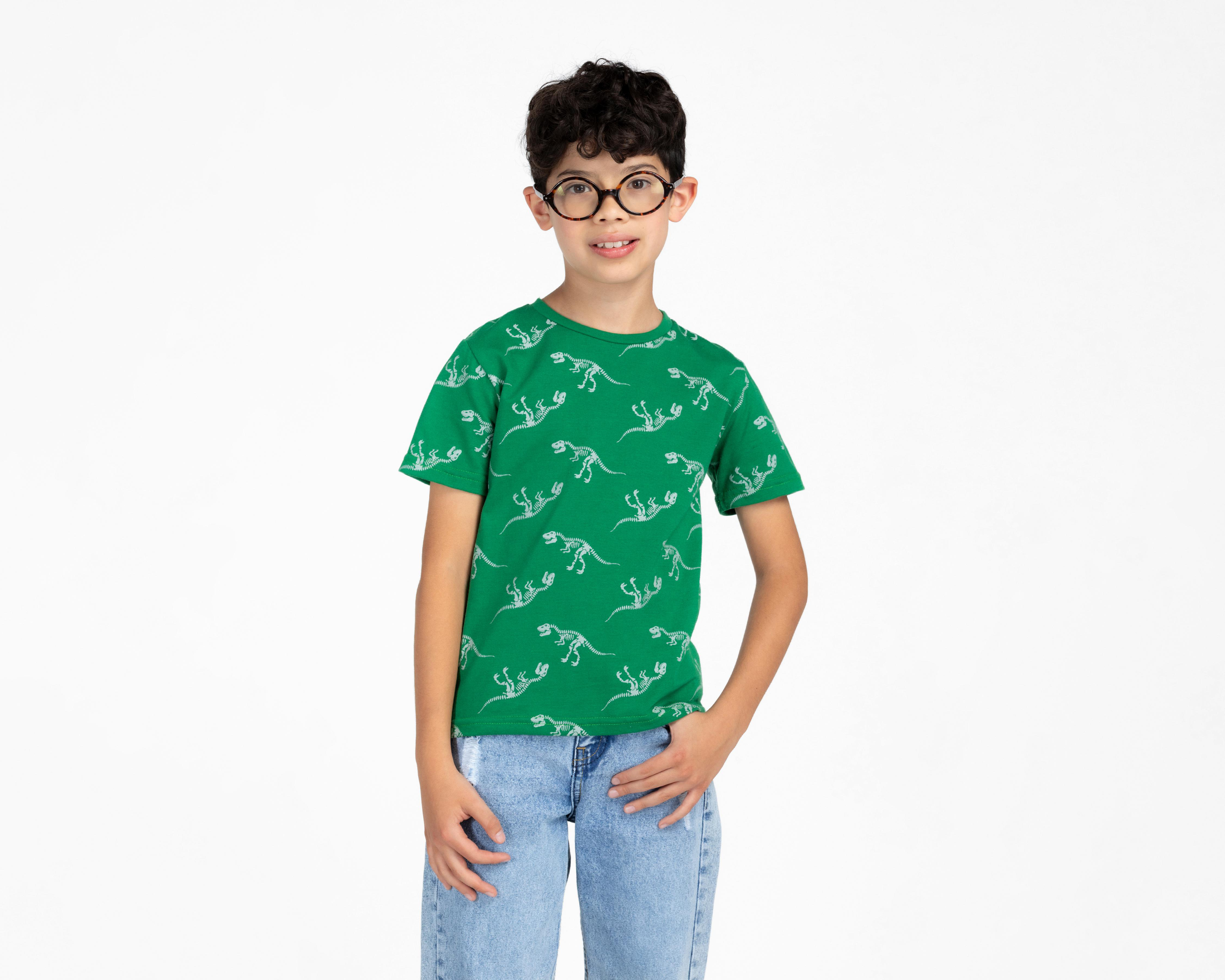 Playera Refill Manga Corta Estampada para Niño