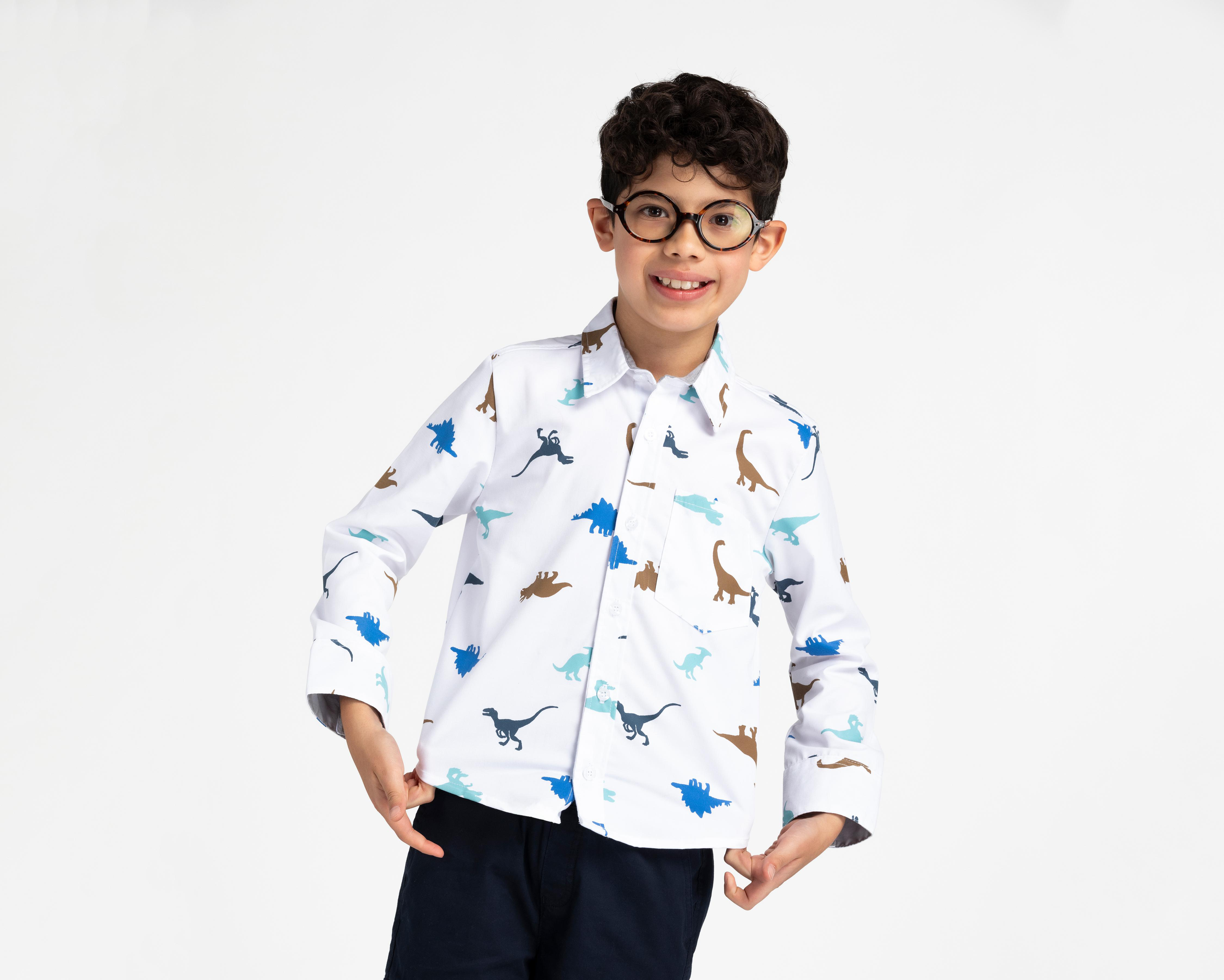 Camisa Refill Manga Larga con Print de Dinosaurios para Niño $152