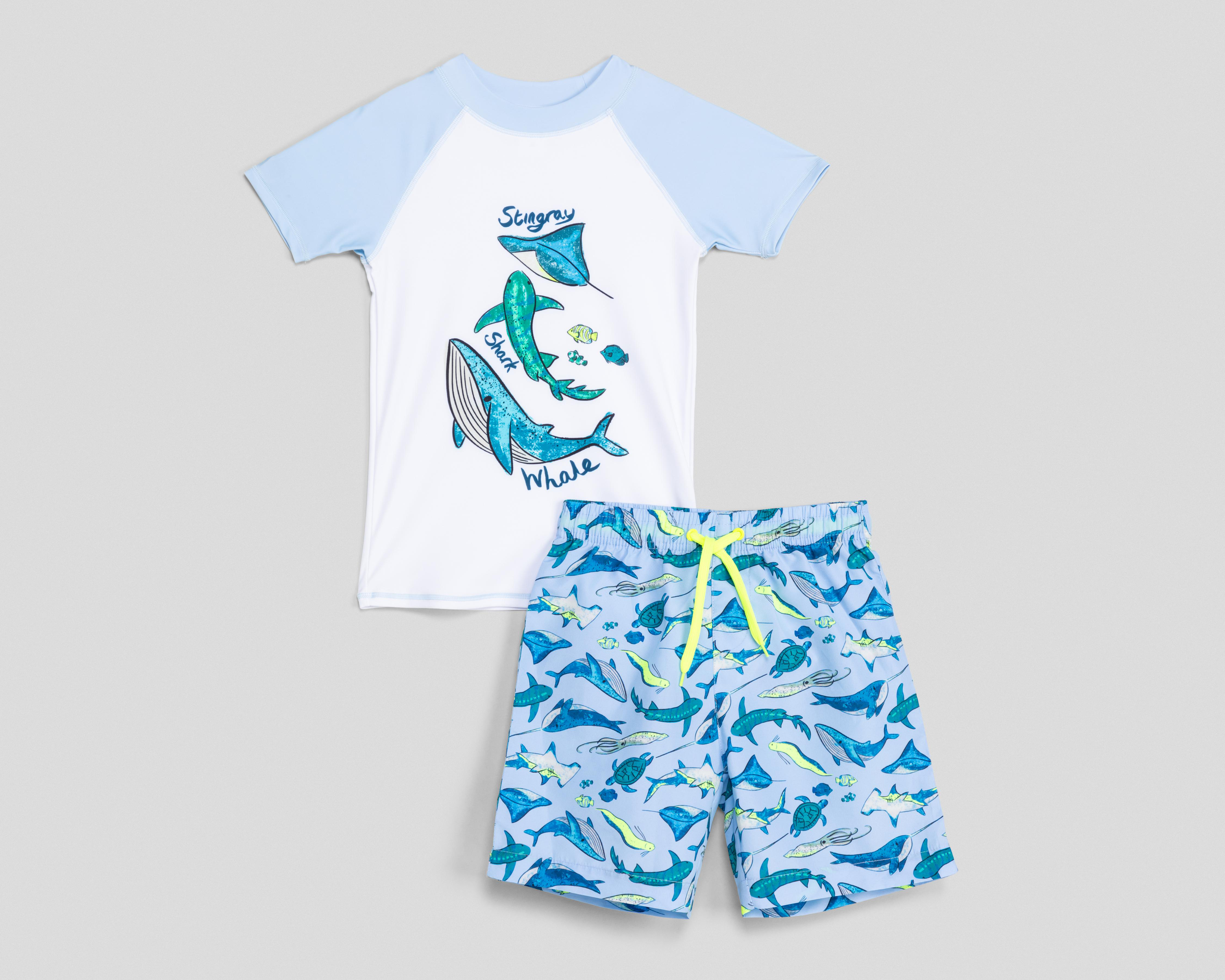Foto 2 pulgar | Traje de Baño Rio Beach Print de Tiburones para Niño 2 Piezas