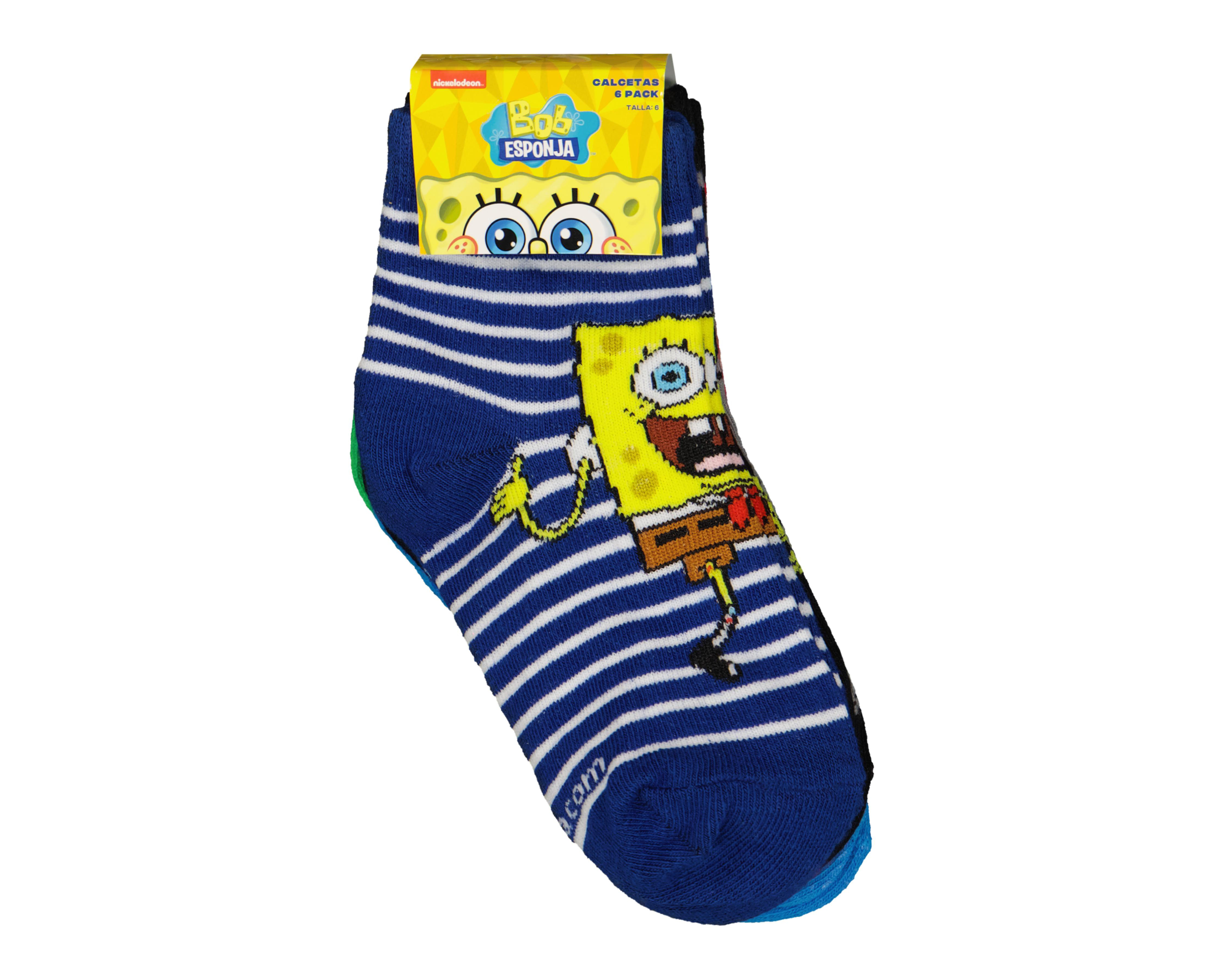 Foto 4 pulgar | Calcetas Tines Bob Esponja para Niño 6 Pares