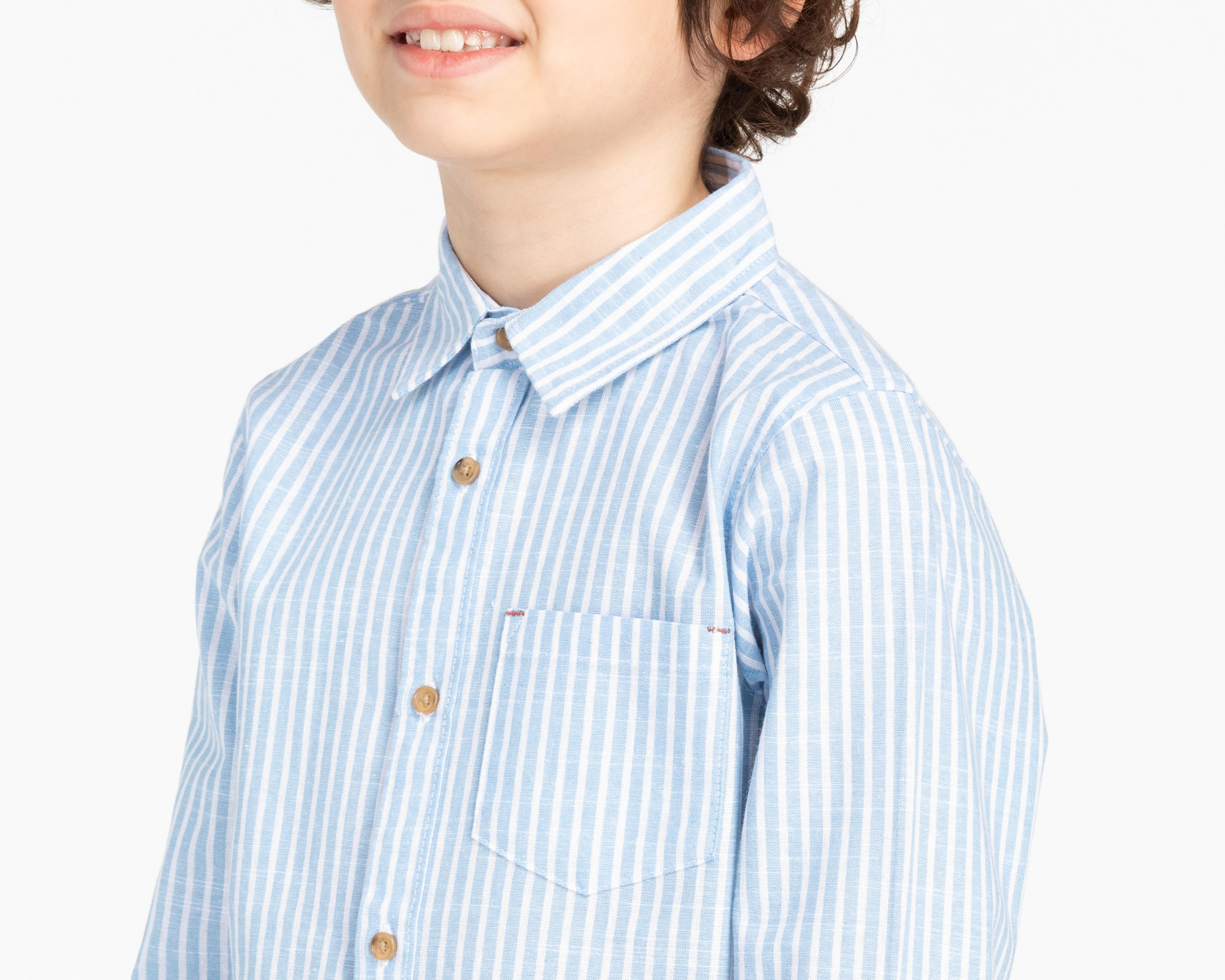 Foto 5 pulgar | Camisa Refill Manga Larga a Rayas para Niño