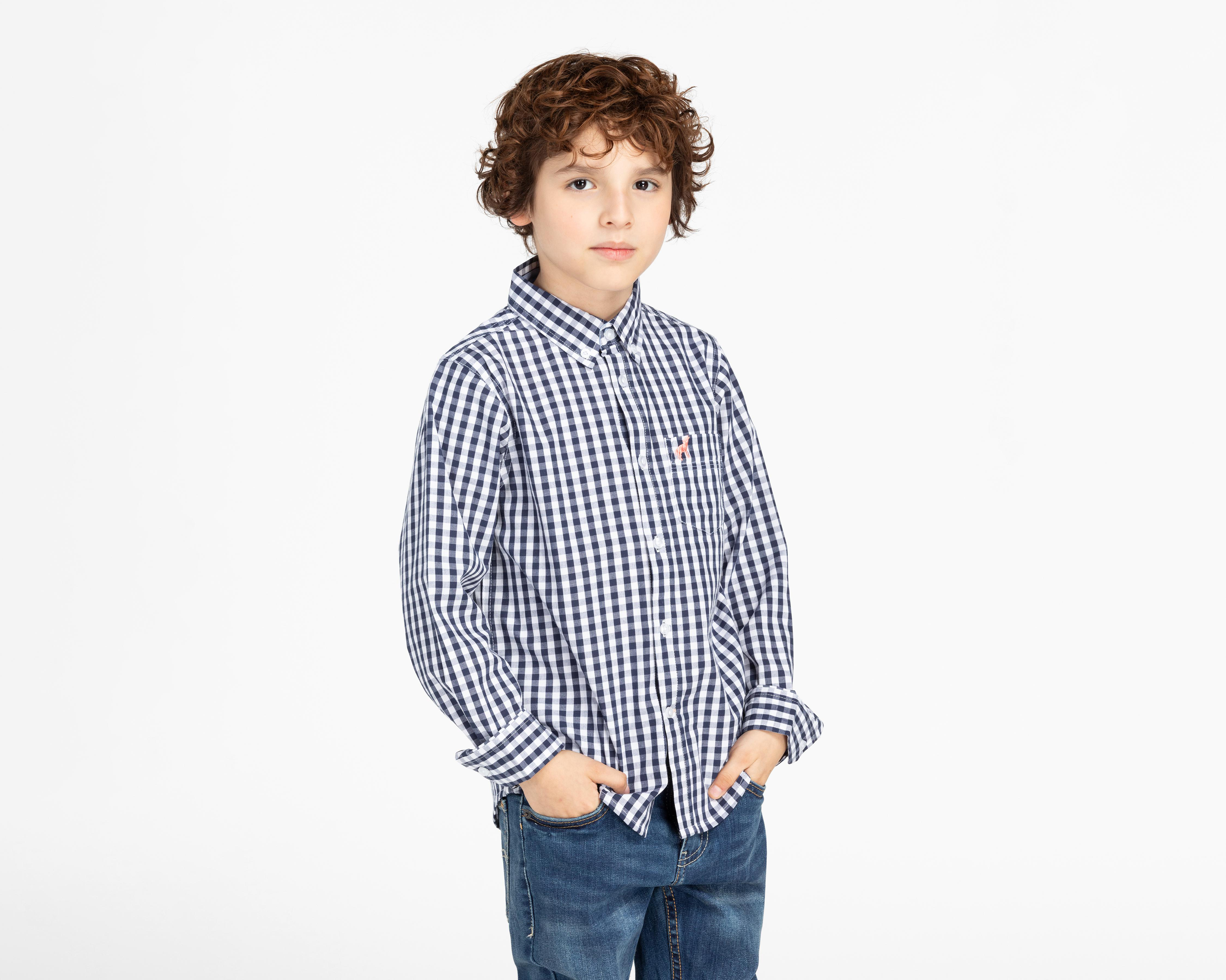 Camisa Refill Manga Larga a Cuadros para Niño