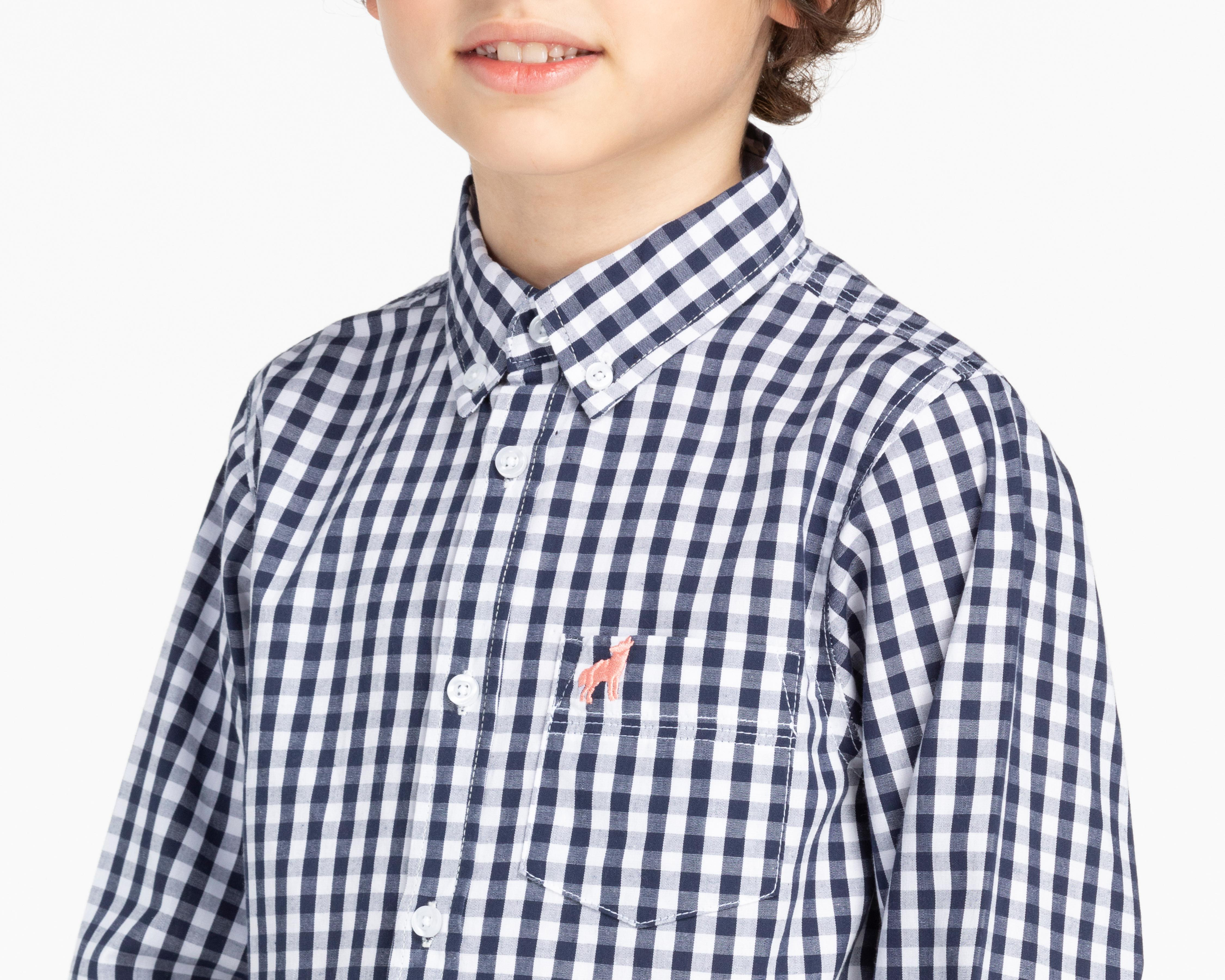 Foto 5 pulgar | Camisa Refill Manga Larga a Cuadros para Niño