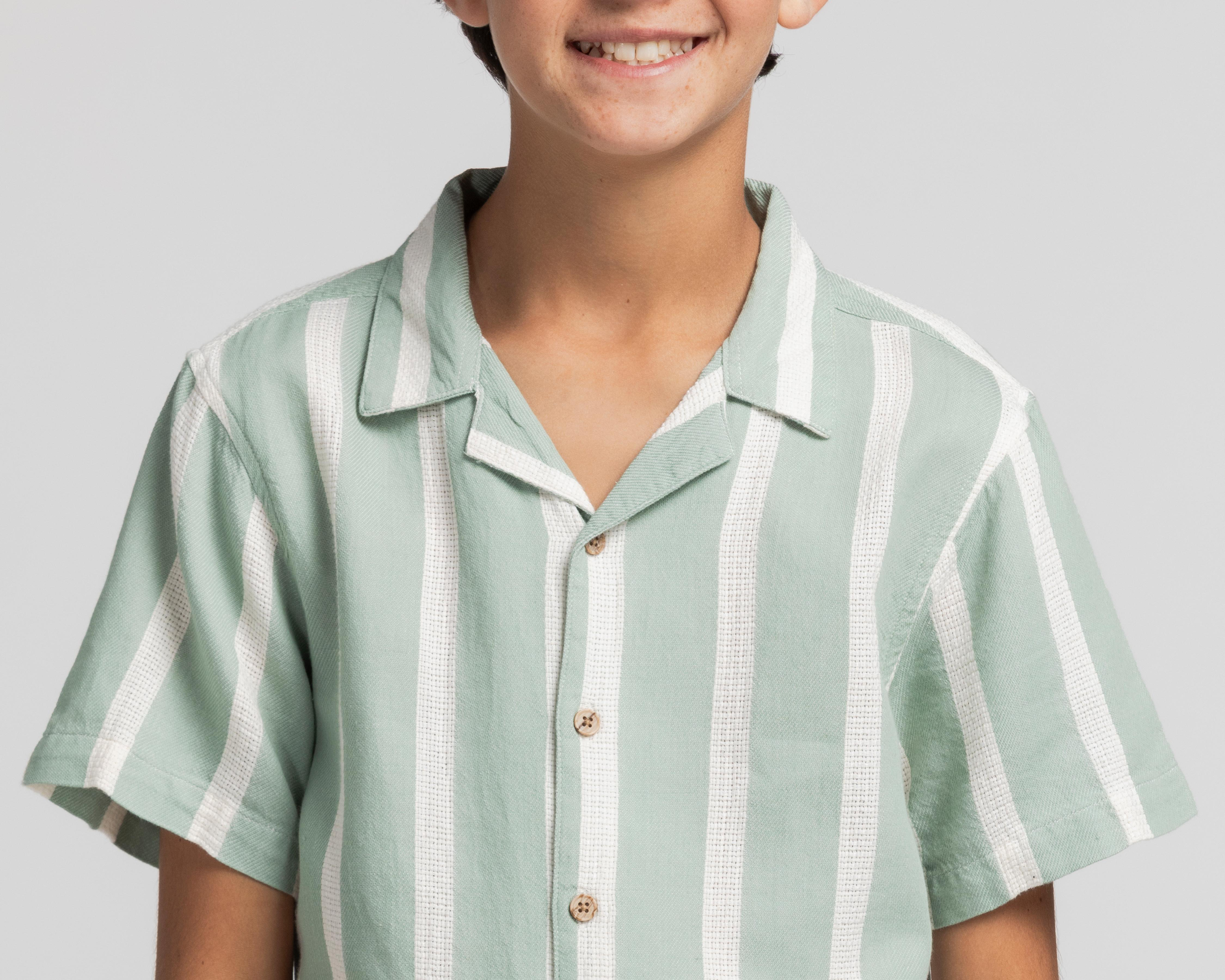 Foto 5 pulgar | Camisa Refill Manga Corta a Rayas para Niño