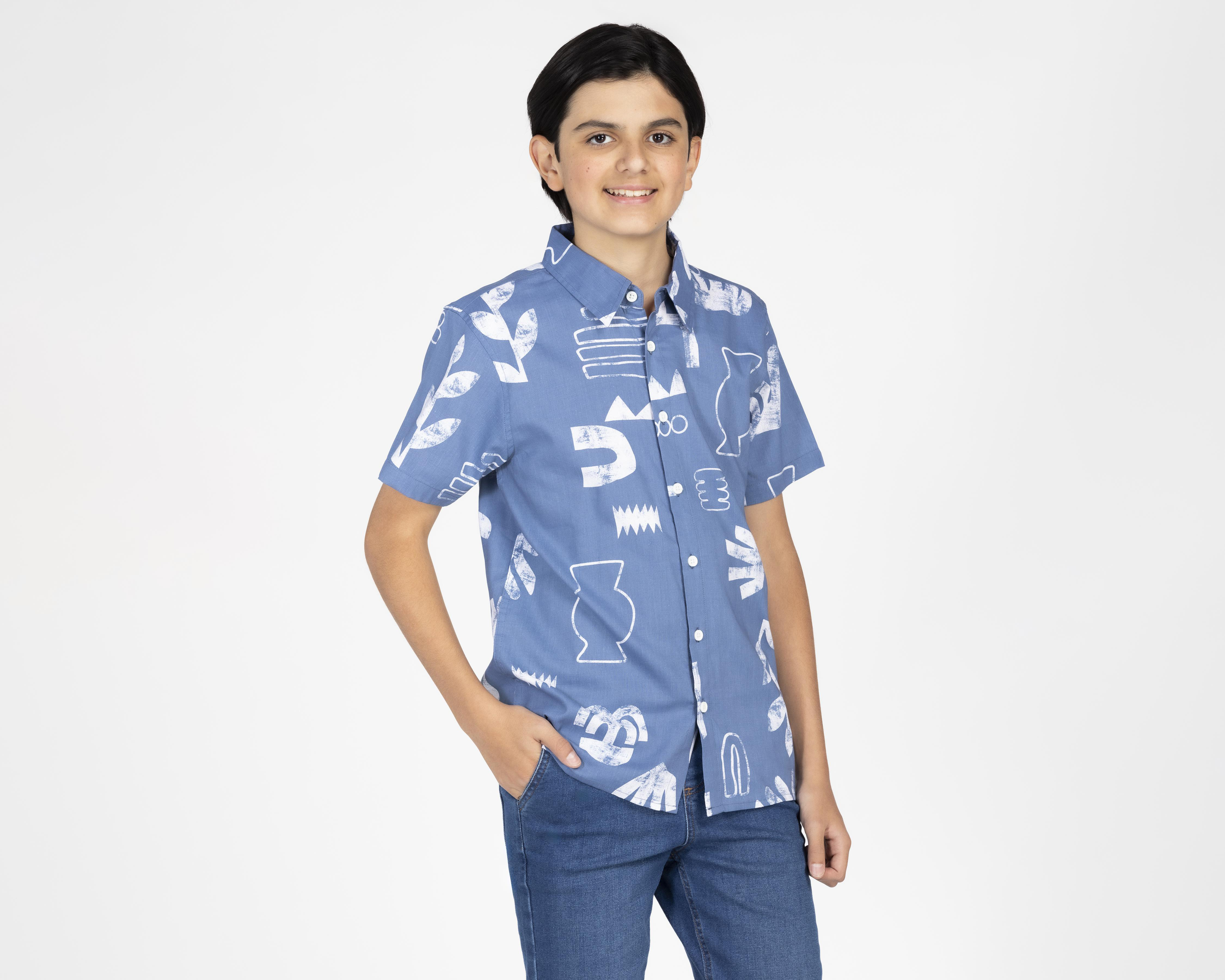 Camisa Refill Manga Corta Estampada Juvenil $180