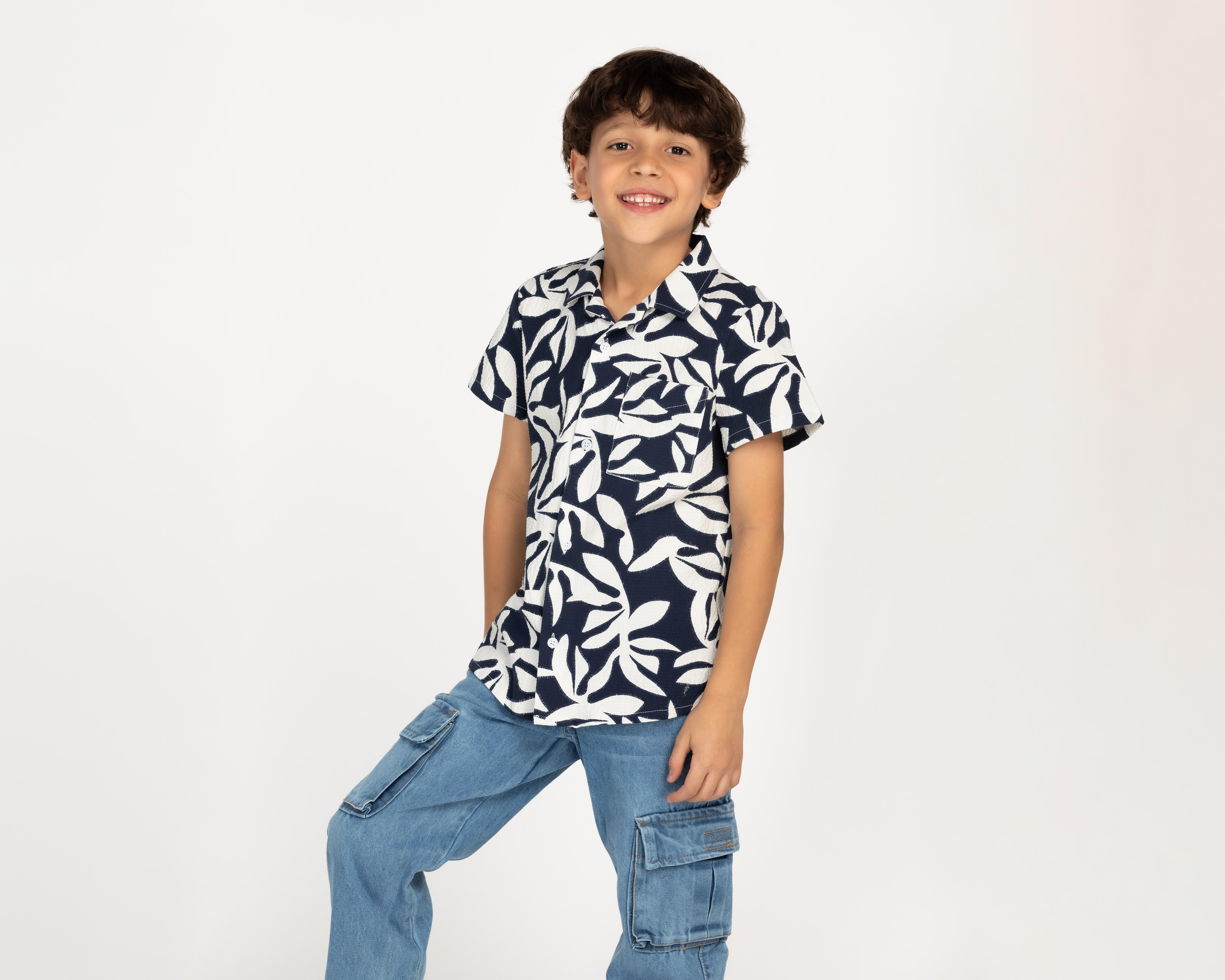 Foto 2 pulgar | Camisa Refill Manga Corta Estampada para Niño