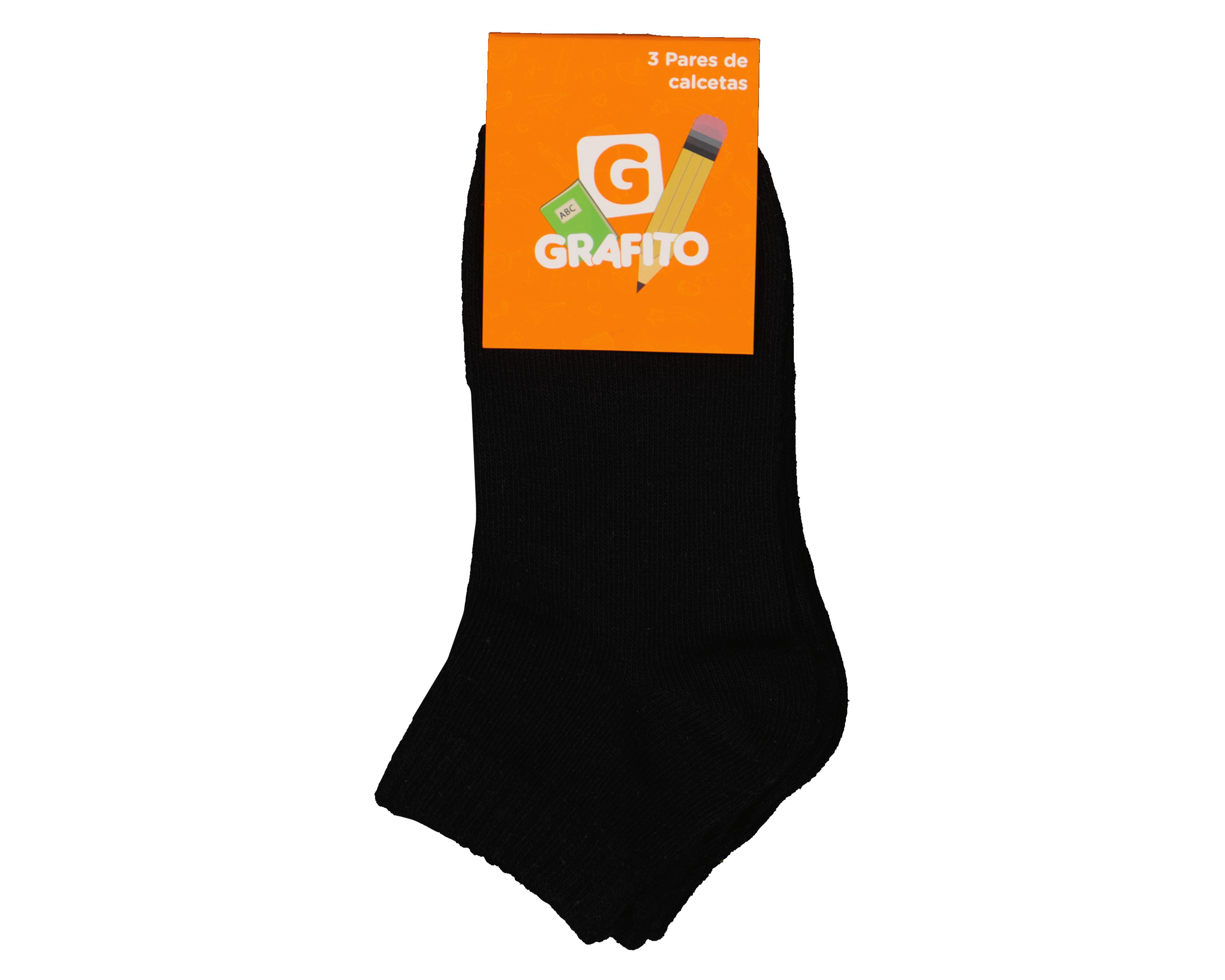 Foto 4 pulgar | Calcetas Escolares Grafito para Niño 3 Pares