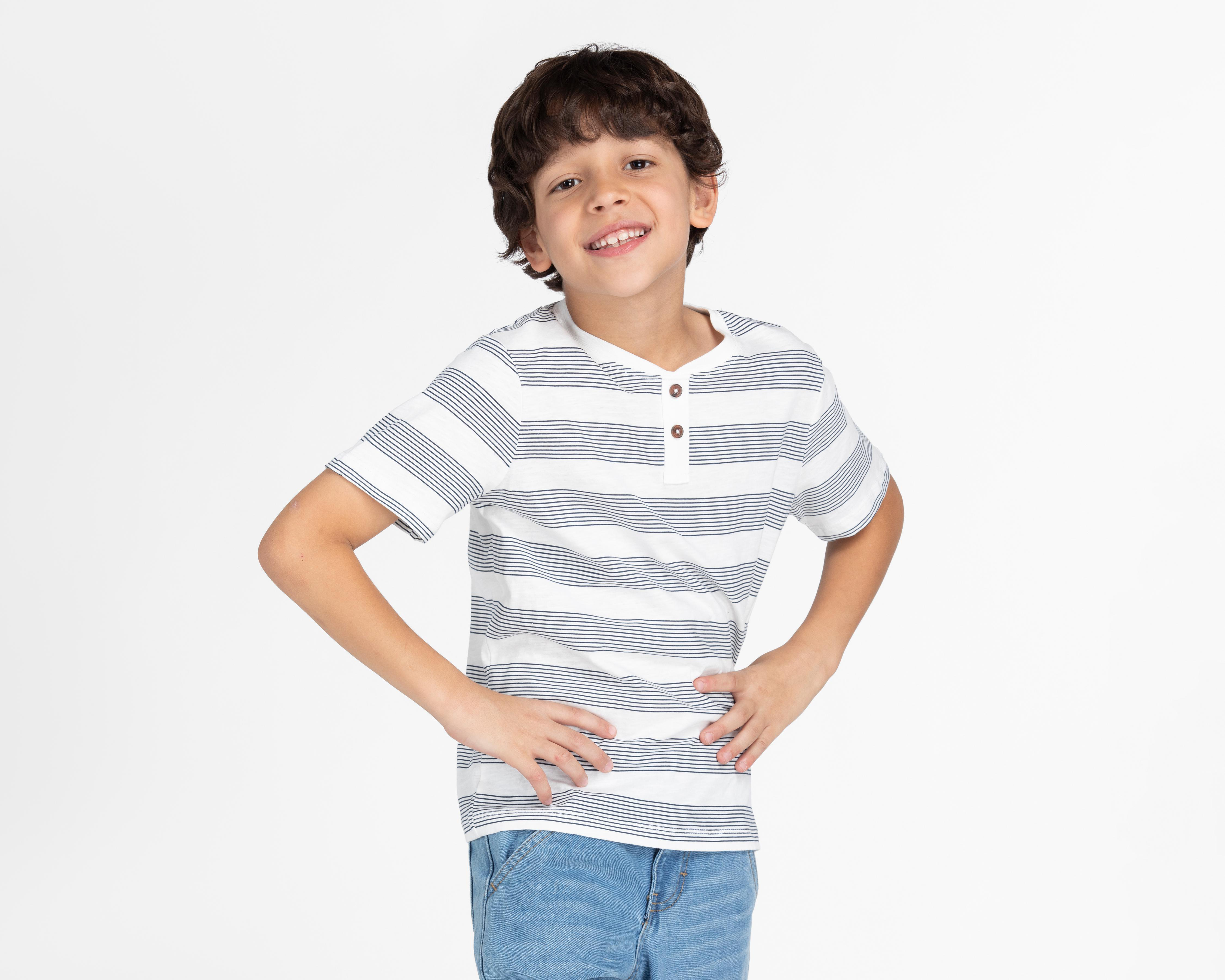 Foto 2 pulgar | Playera Refill Manga Cora a Rayas para Niño
