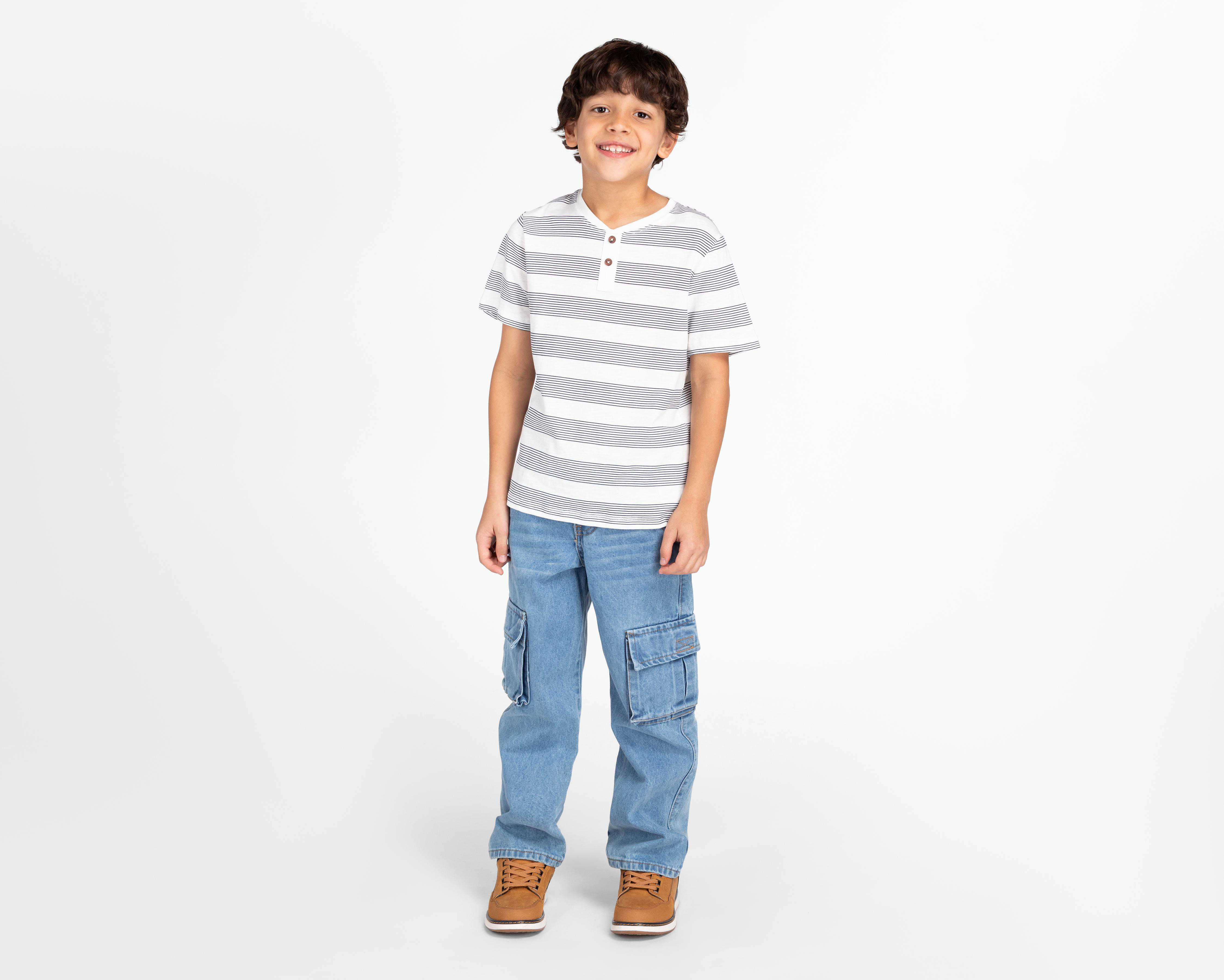 Foto 3 pulgar | Playera Refill Manga Cora a Rayas para Niño