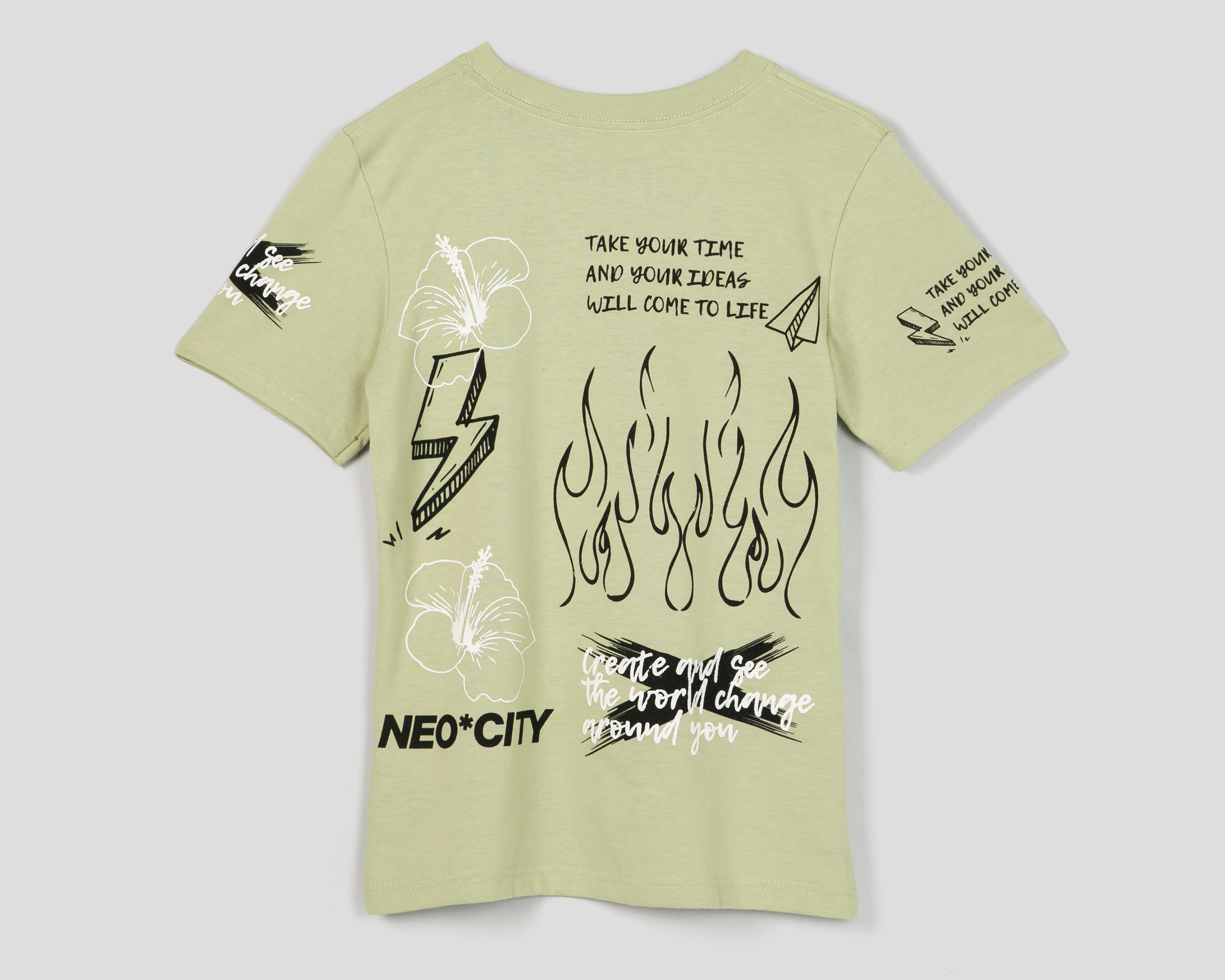 Foto 2 | Playera Neo*City Manga Corta Estampada para Niño