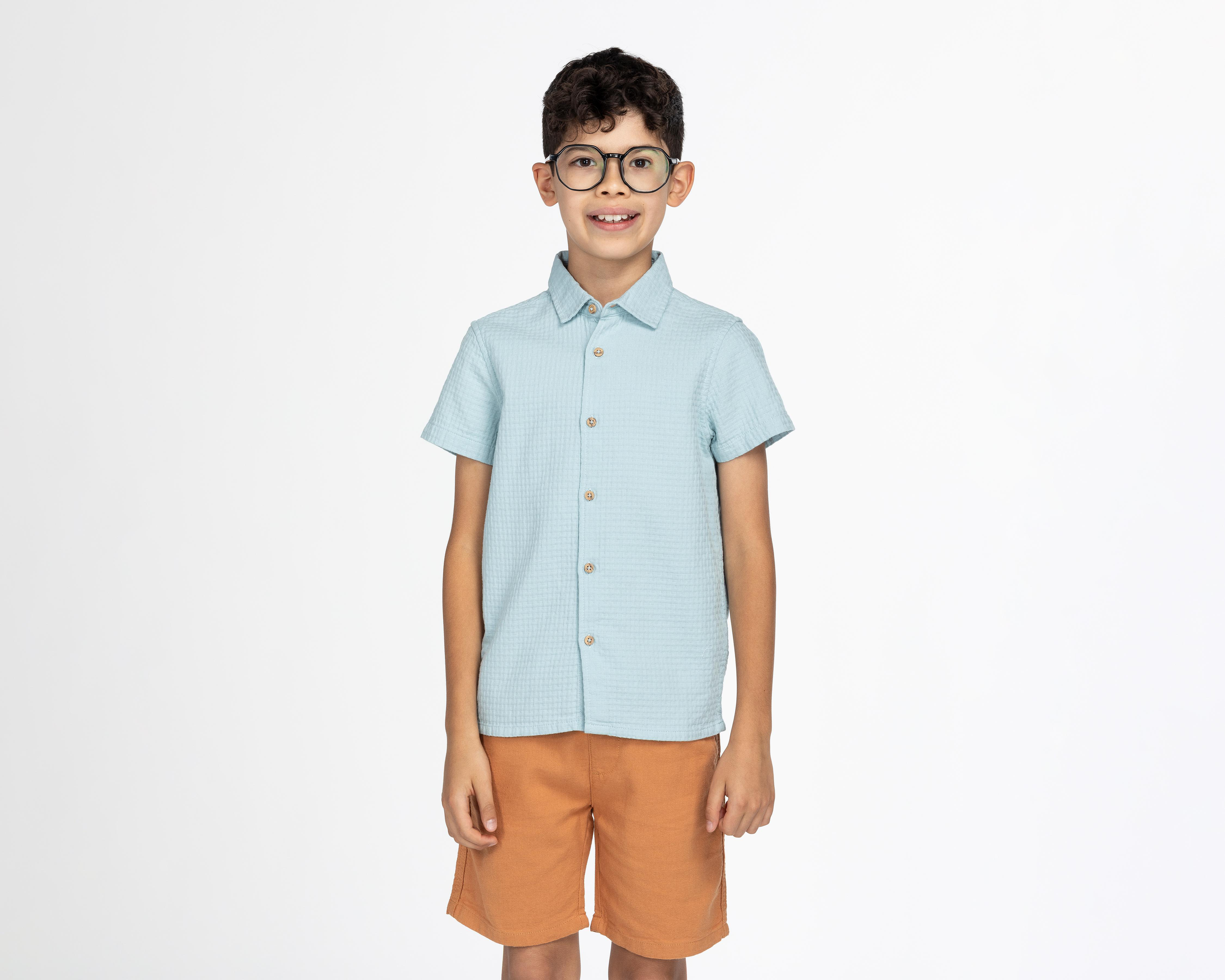 Foto 2 pulgar | Camisa Refill Manga Corta Azul para Niño