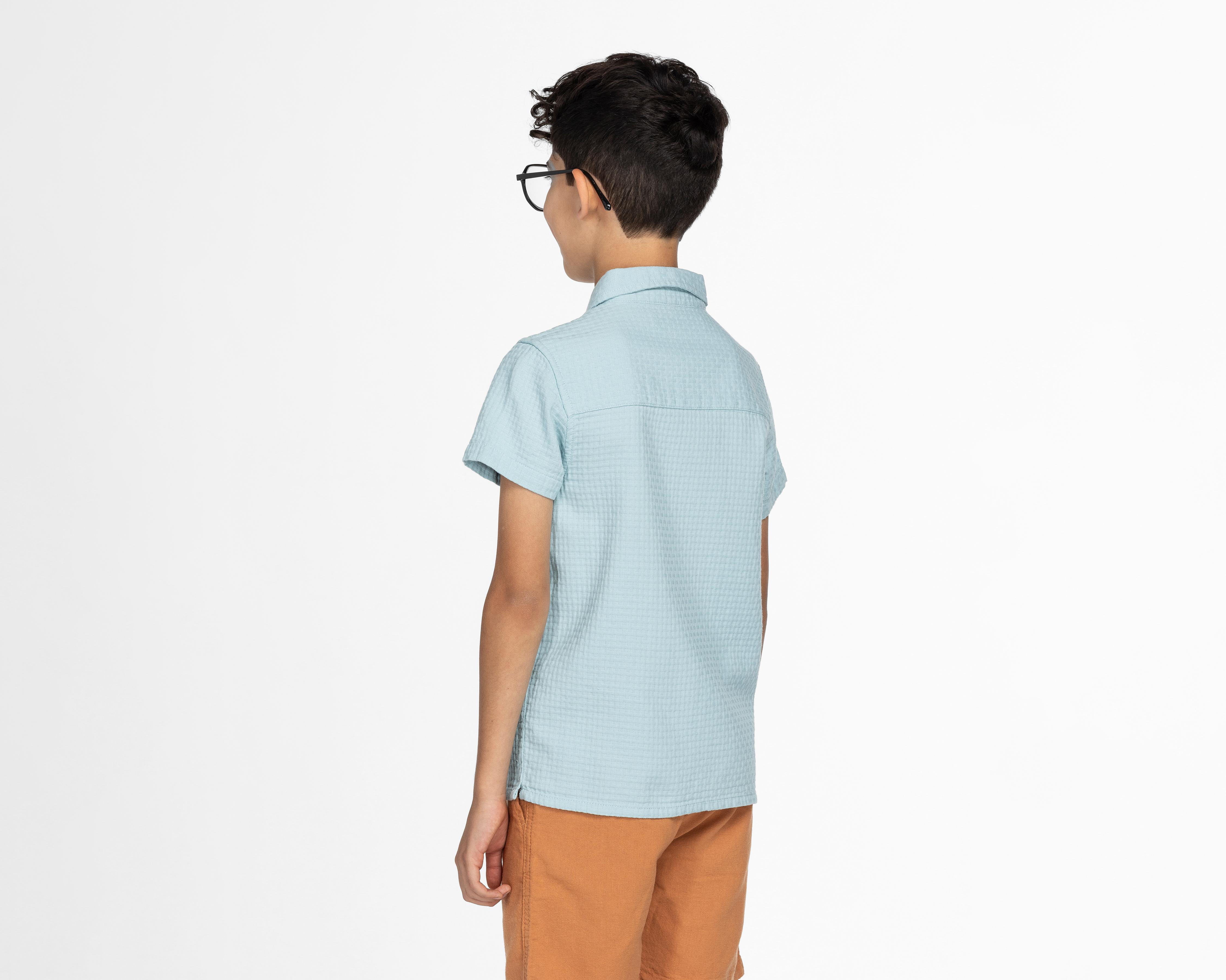 Foto 4 pulgar | Camisa Refill Manga Corta Azul para Niño