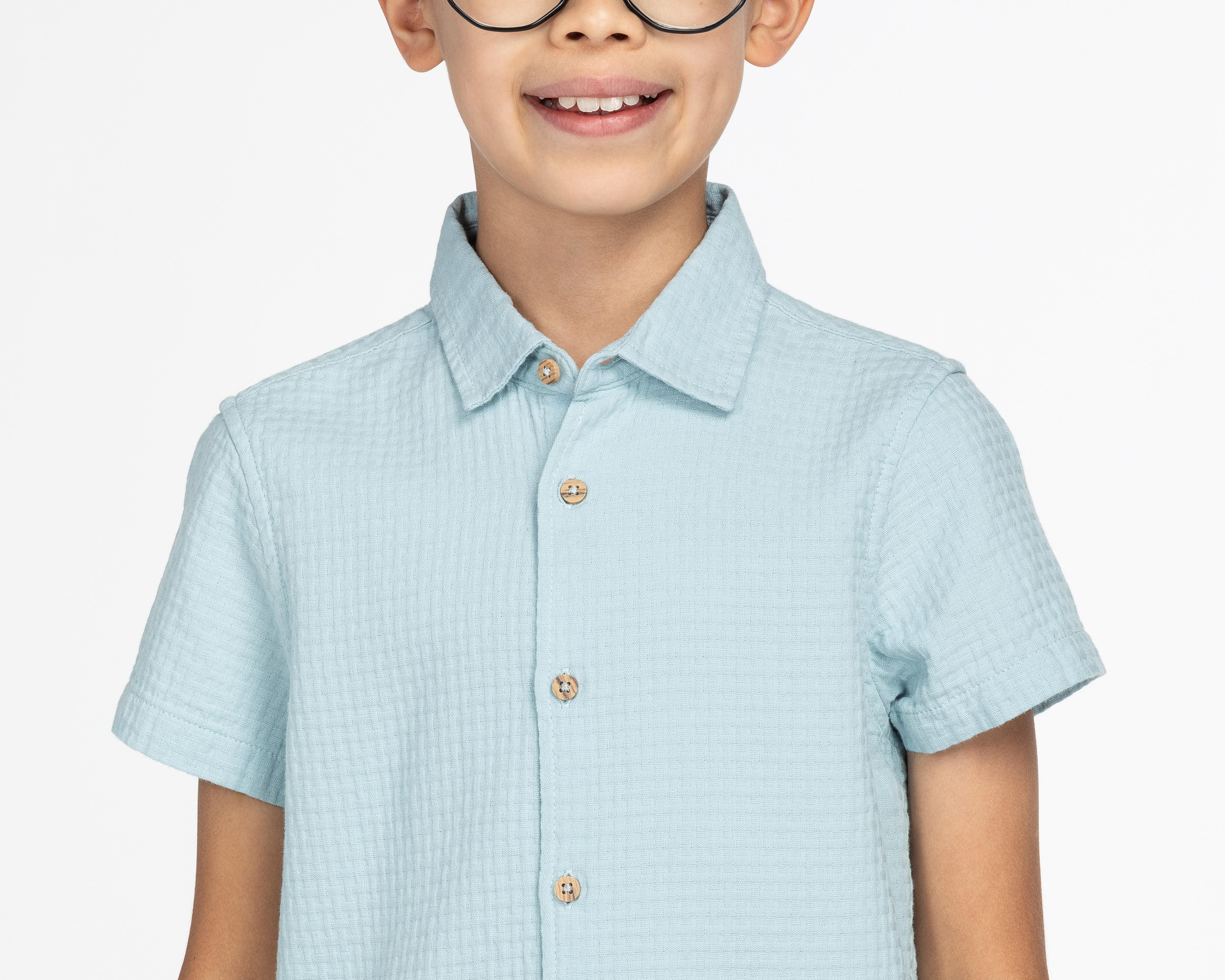 Foto 5 pulgar | Camisa Refill Manga Corta Azul para Niño