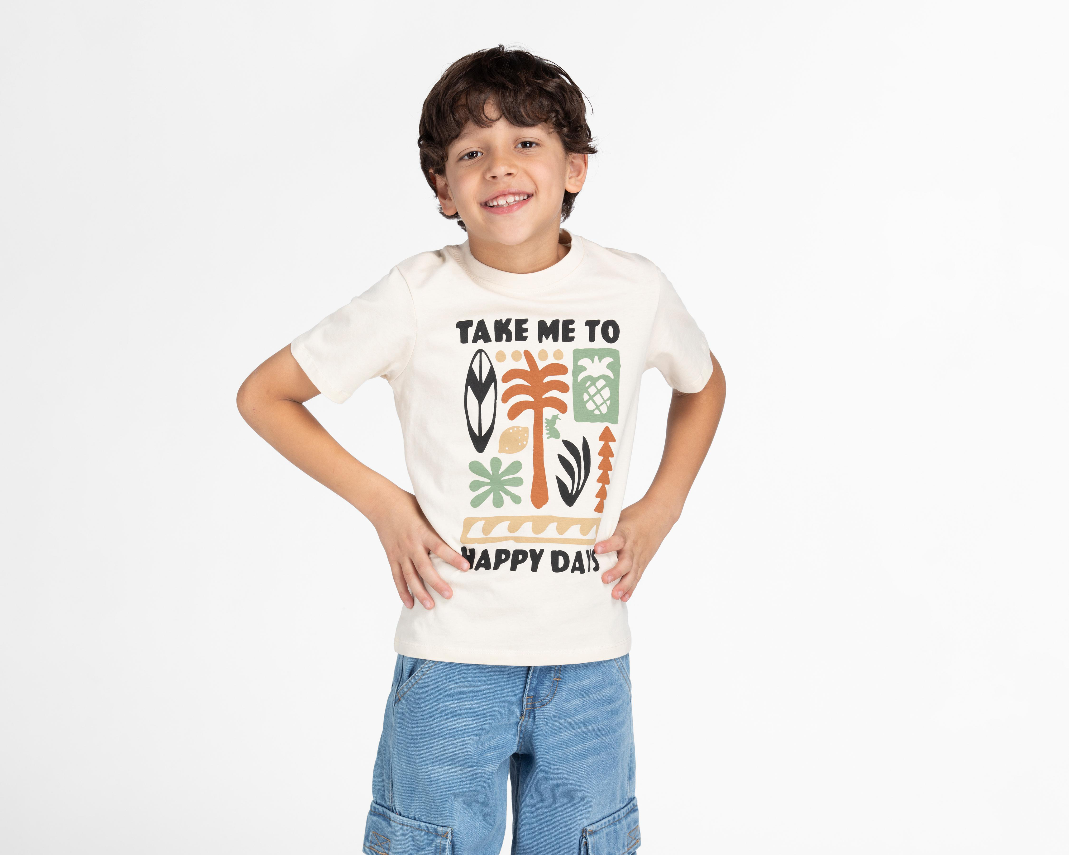 Foto 2 pulgar | Playera Refill Manga Corta Estampada para Niño
