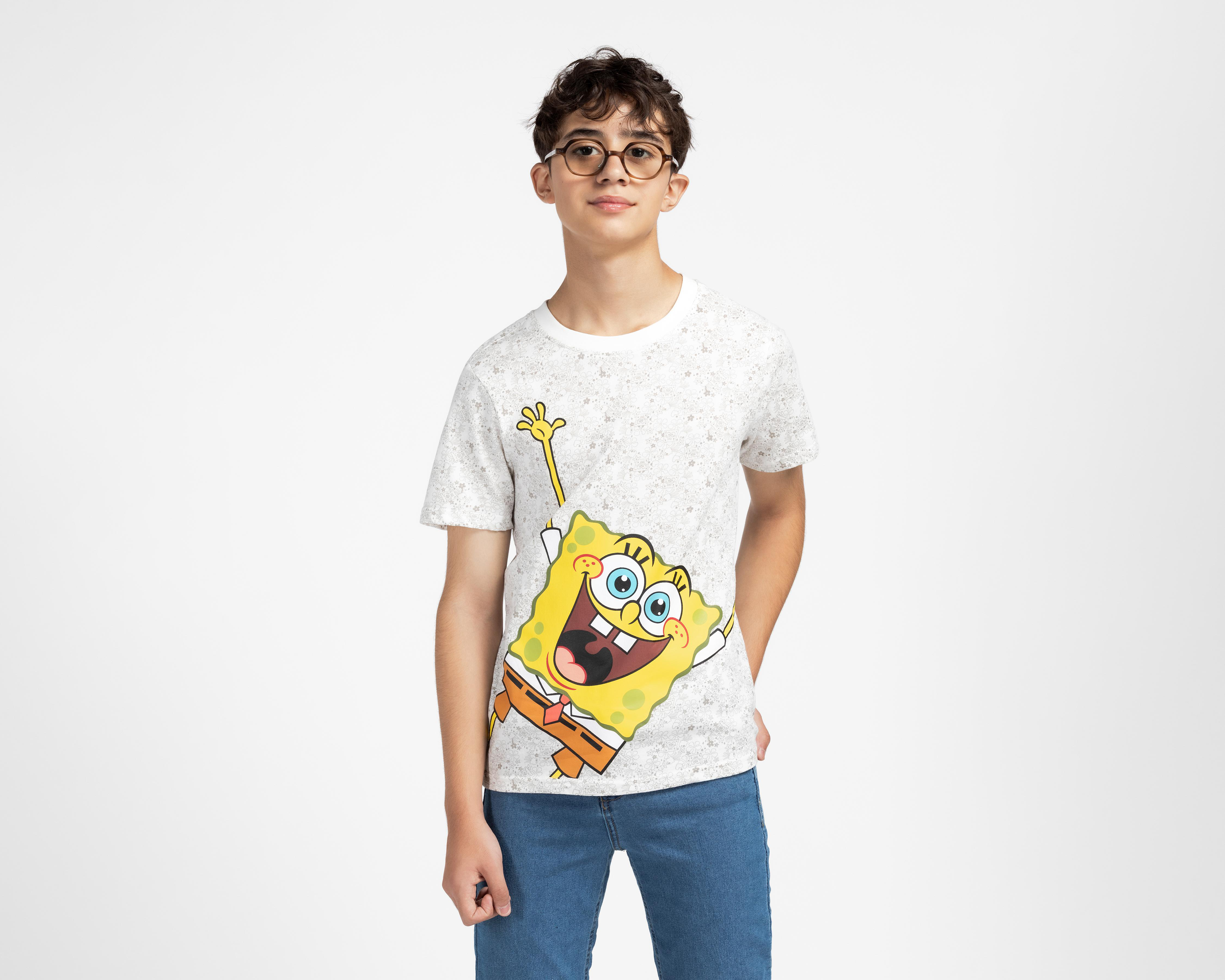 Playera Bob Esponja Manga Corta Estampada para Niño $104