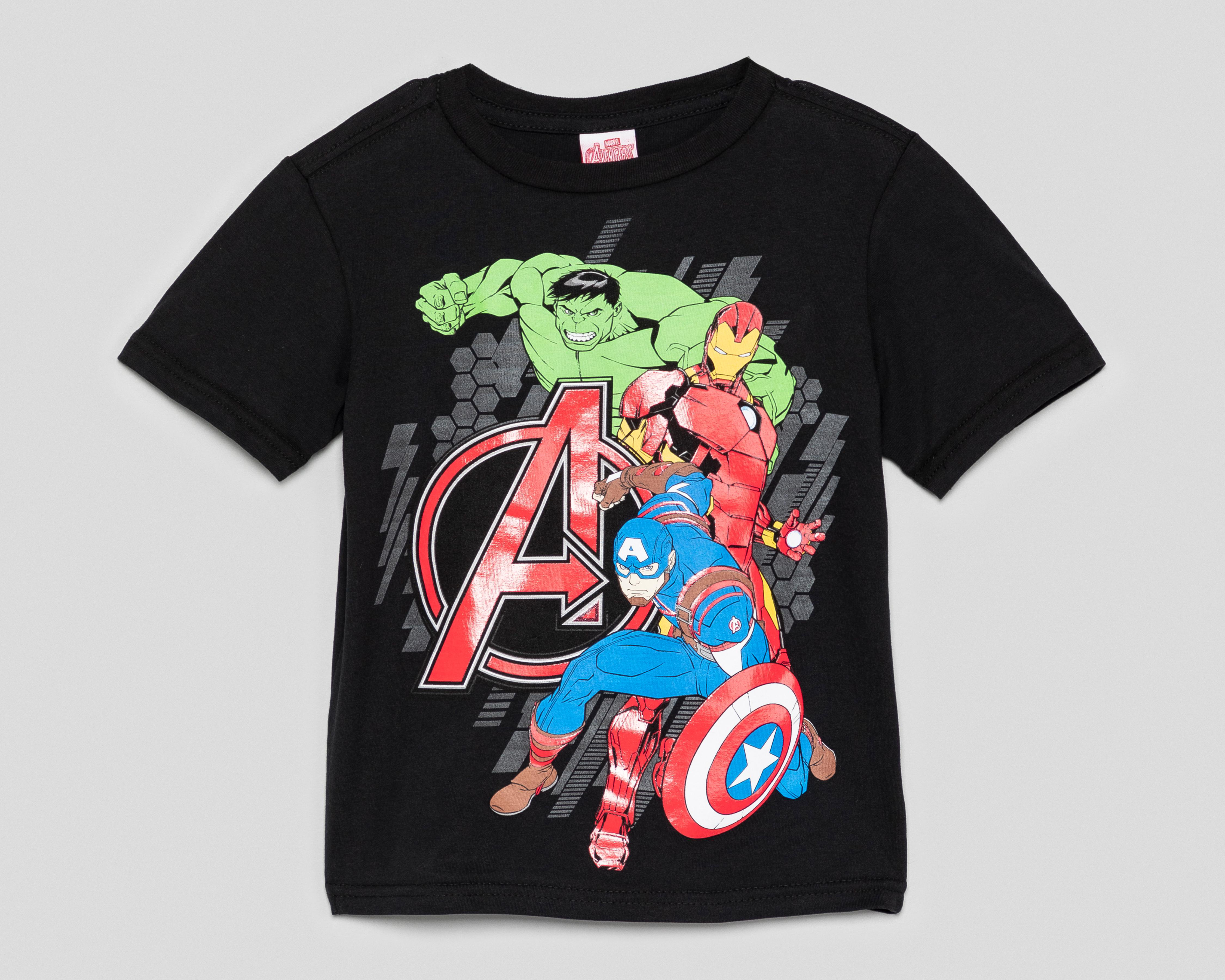 Foto 2 pulgar | Playera Marvel Manga Corta Estampado para Niño