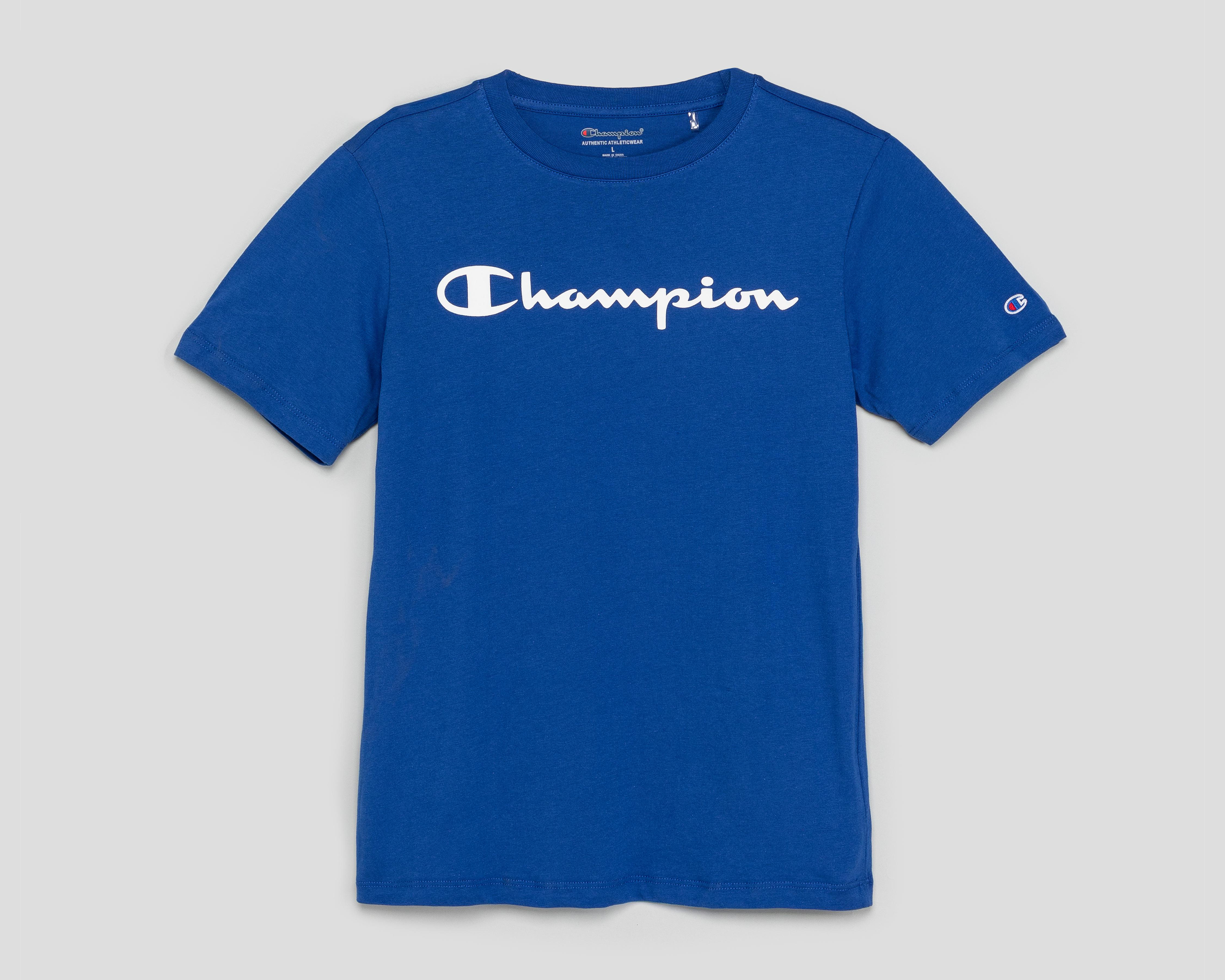 Foto 2 pulgar | Playera de Cuello Redondo Azul Champion Juvenil