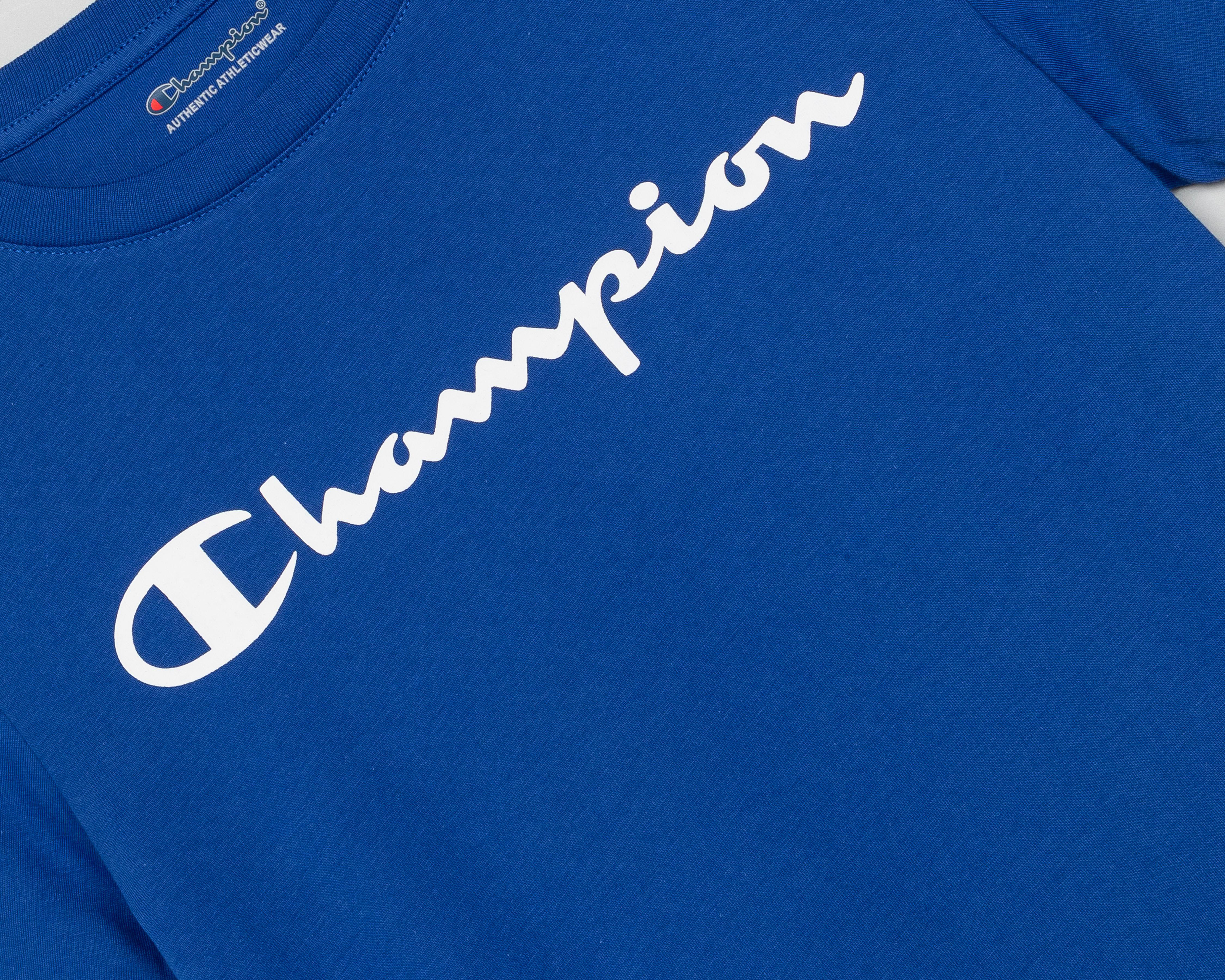 Foto 4 pulgar | Playera de Cuello Redondo Azul Champion Juvenil