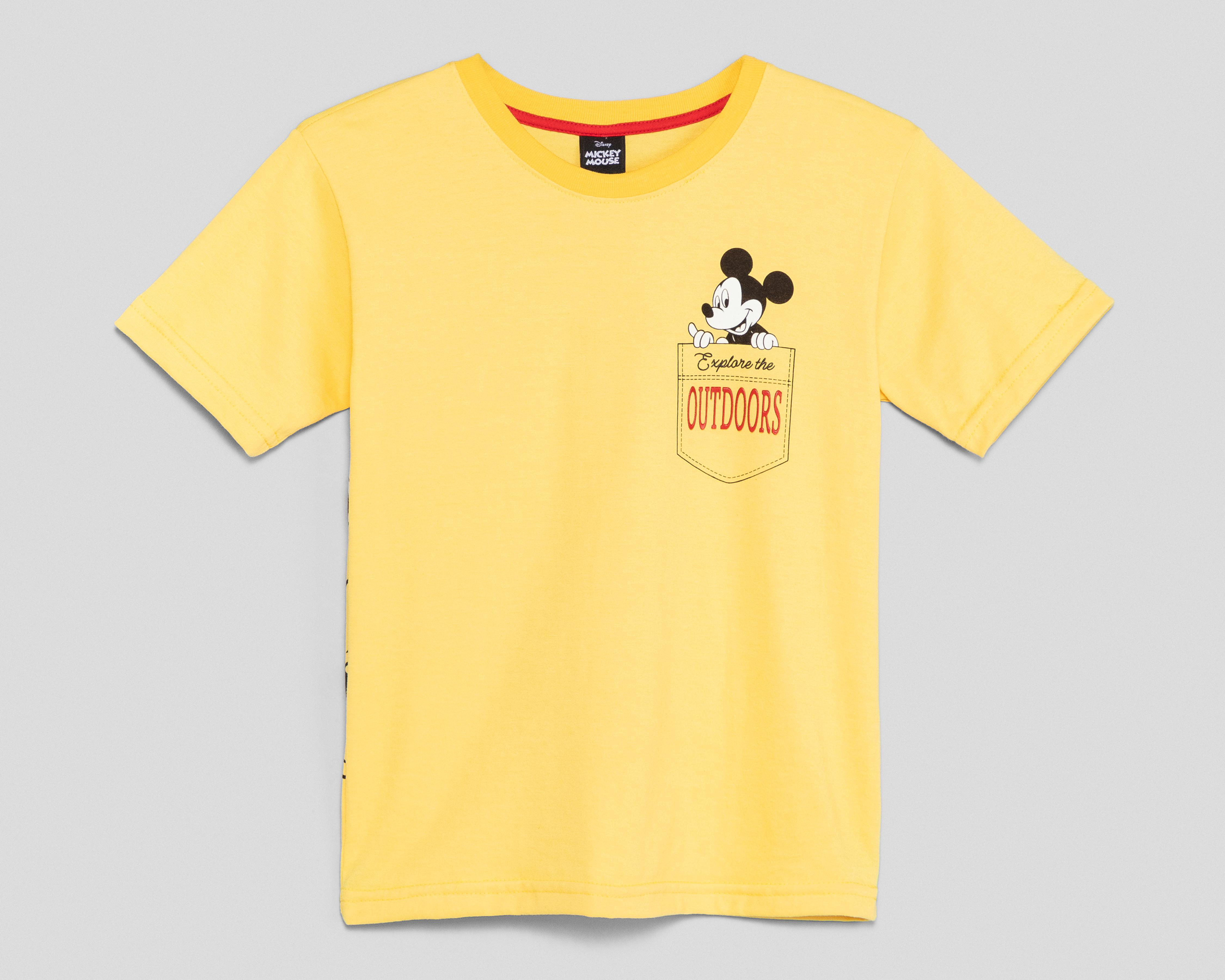 Playera de Cuello Redondo Amarilla Disney Mickey Mouse para Niño