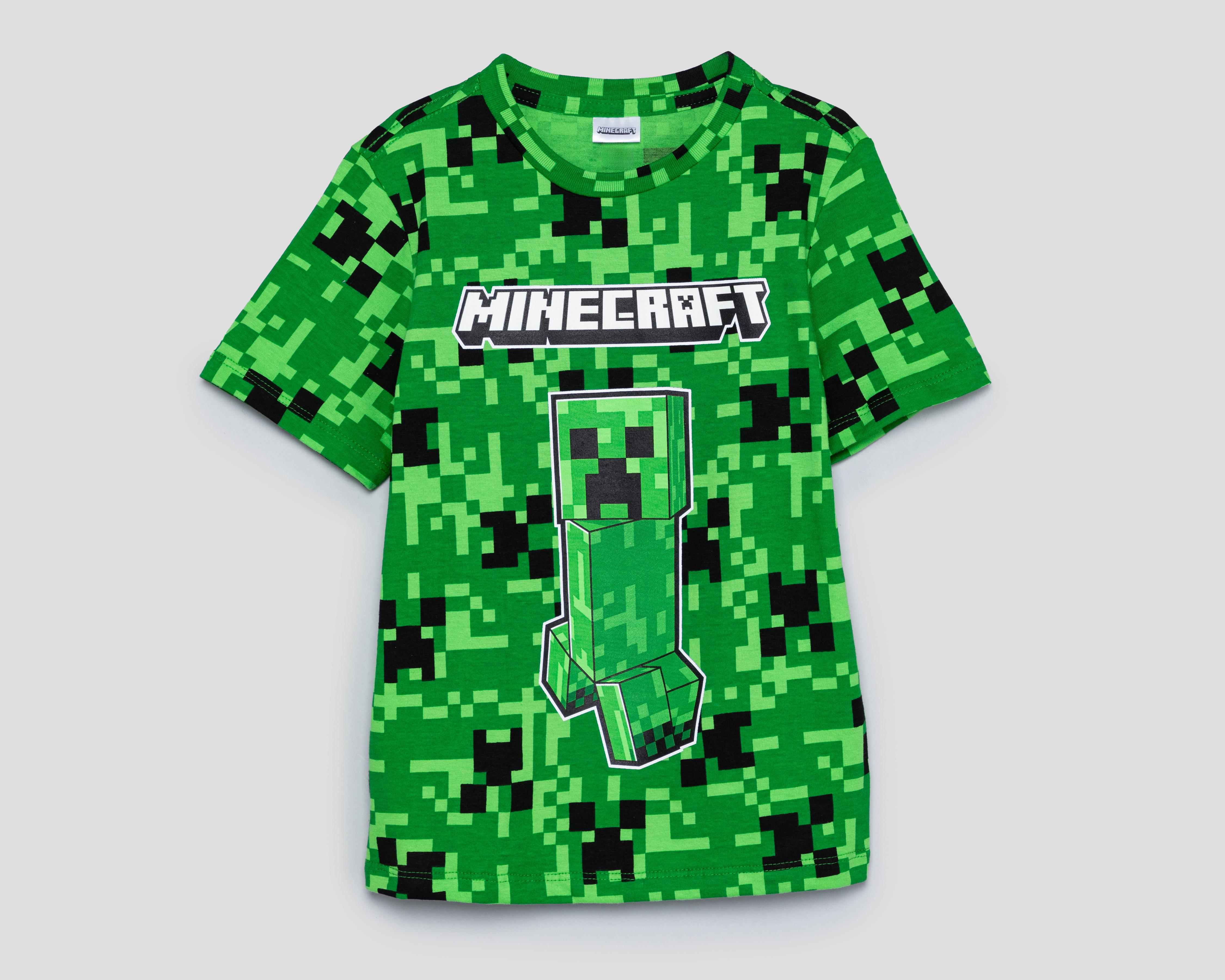 Foto 2 pulgar | Playera Cuello Redondo Verde Minecraft para Niño