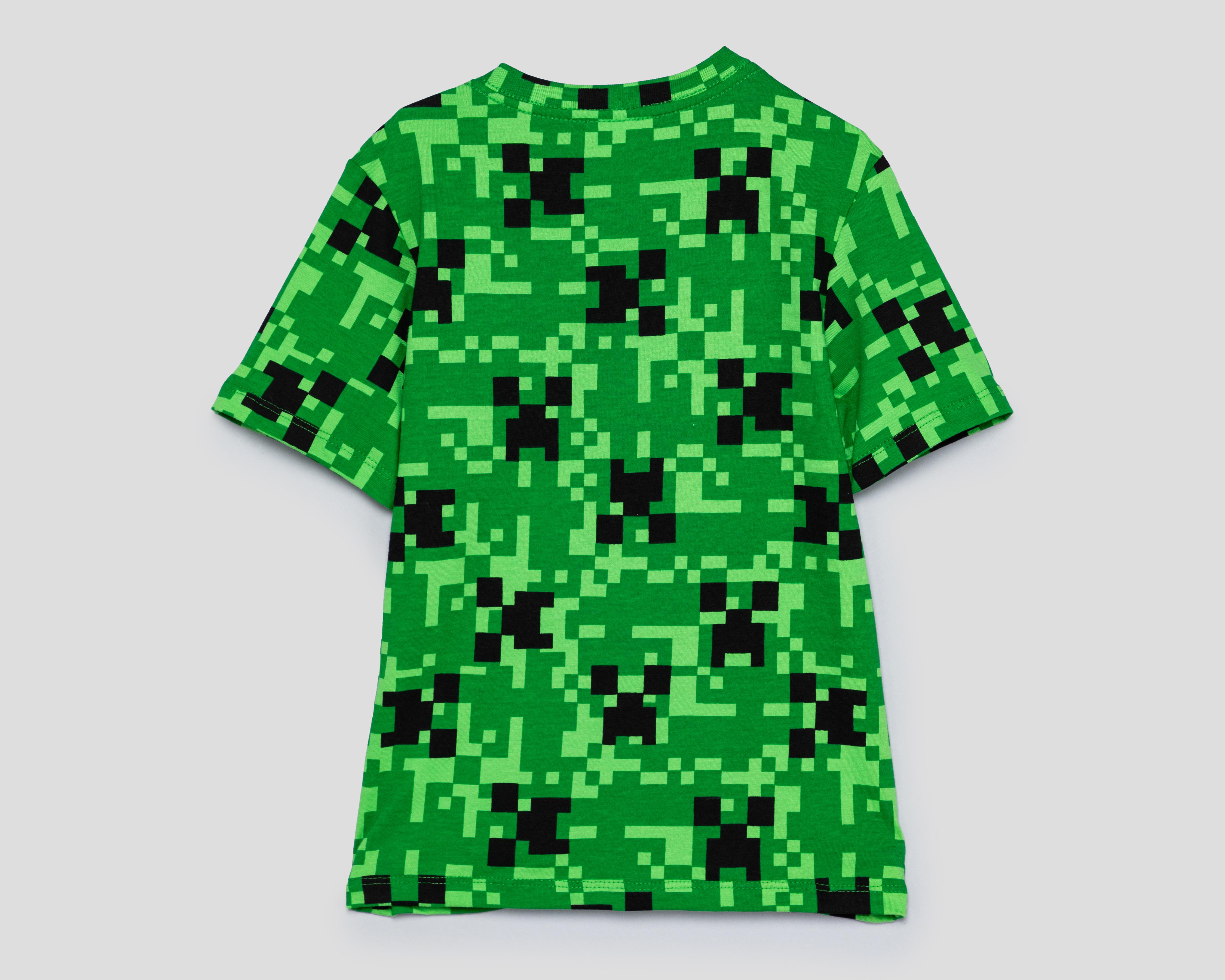 Foto 3 pulgar | Playera Cuello Redondo Verde Minecraft para Niño