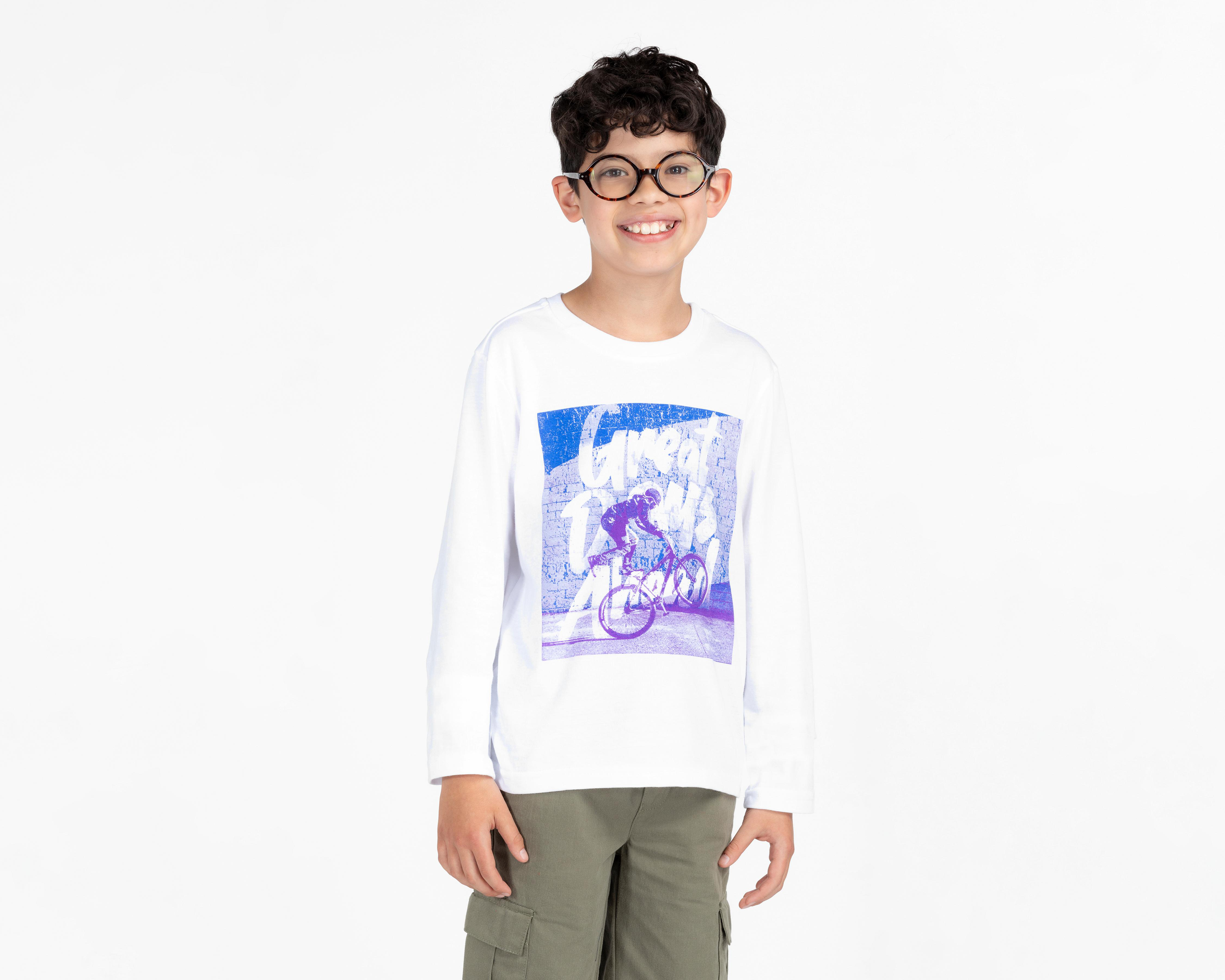 Foto 2 pulgar | Playera Neo*City Manga Larga Estampada para Niño