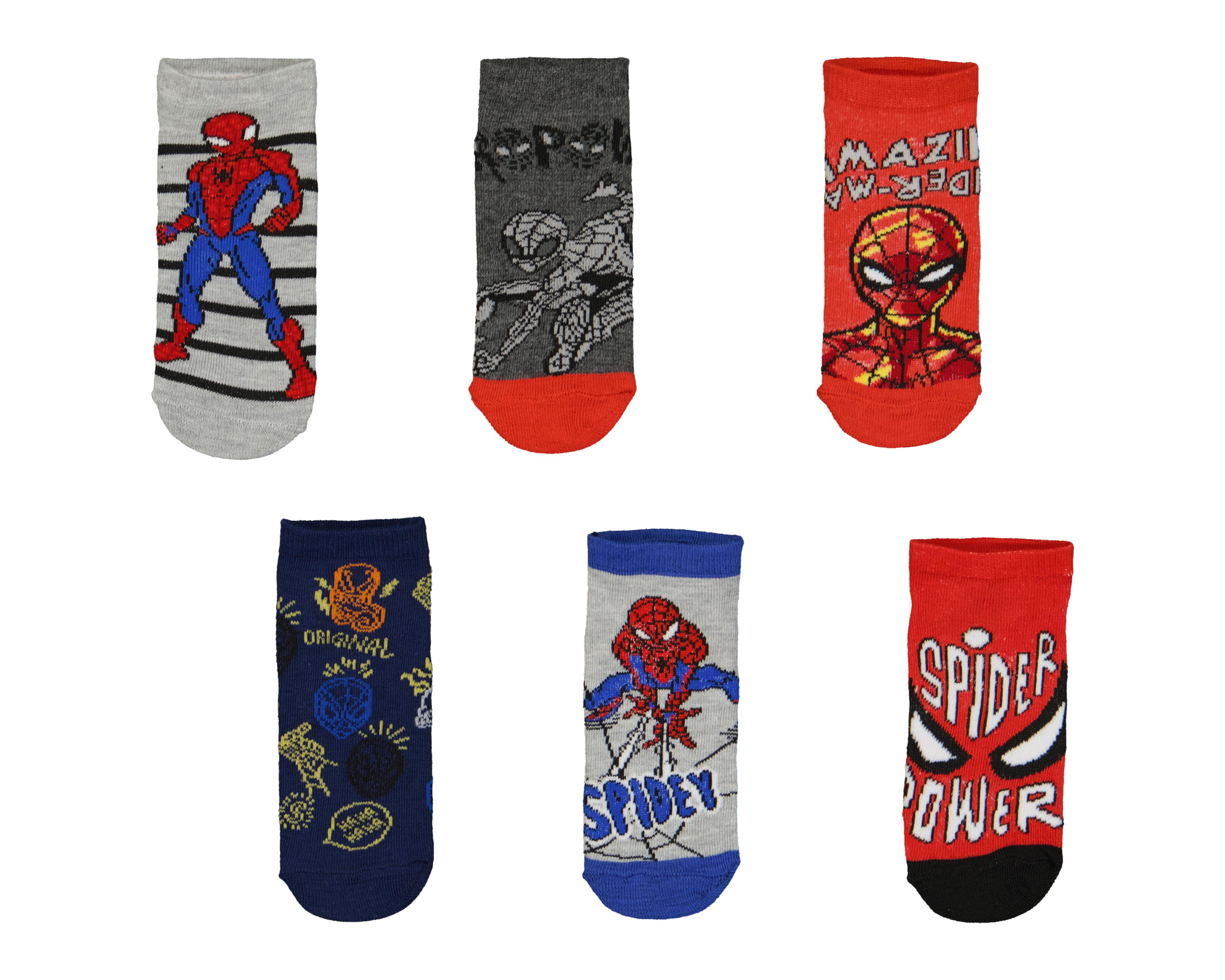 Foto 2 pulgar | Calcetas Cortas Marvel Spider-Man para Niño 6 Pares