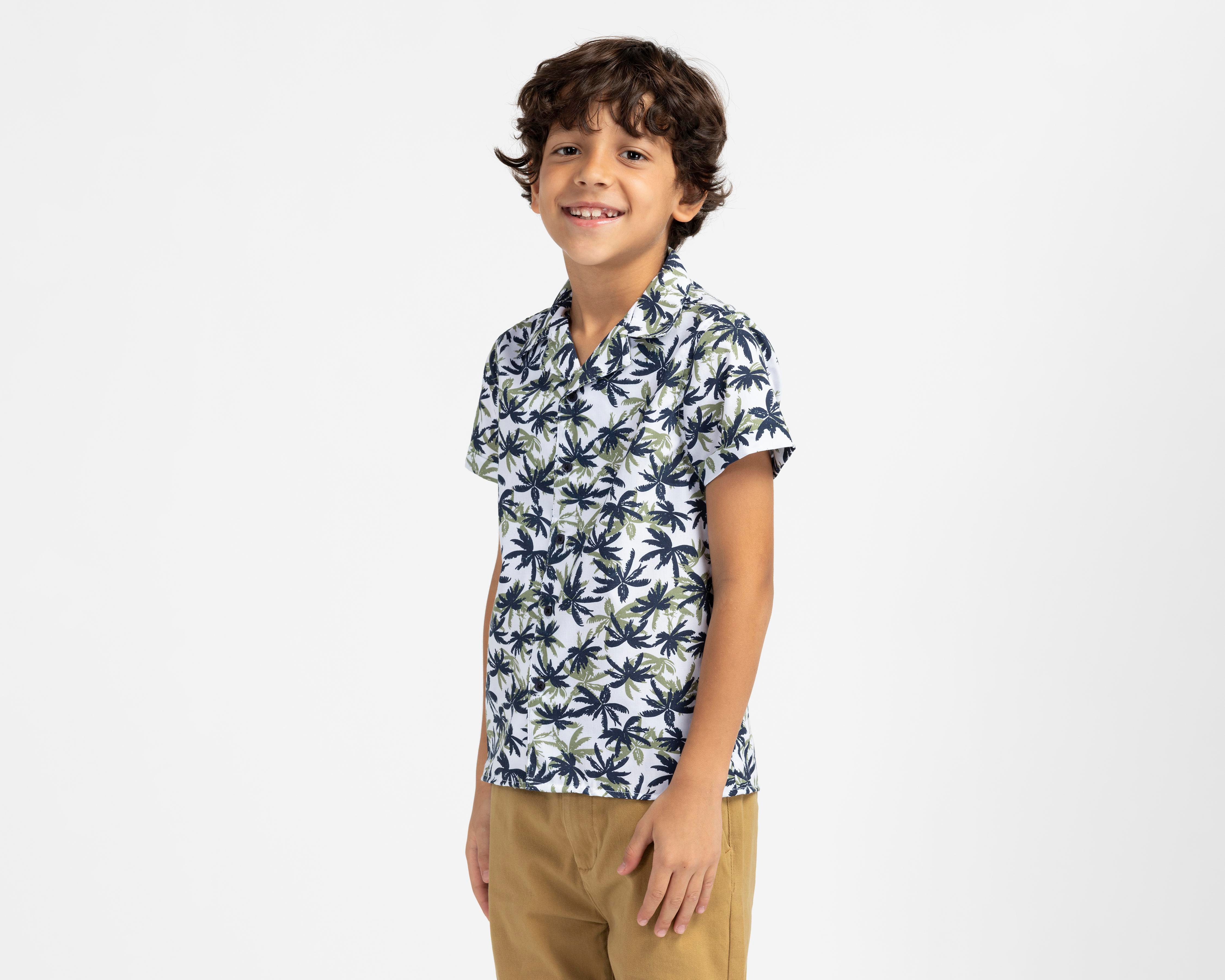 Foto 2 pulgar | Camisa de Cuello Americano Blanca Refill para Niño