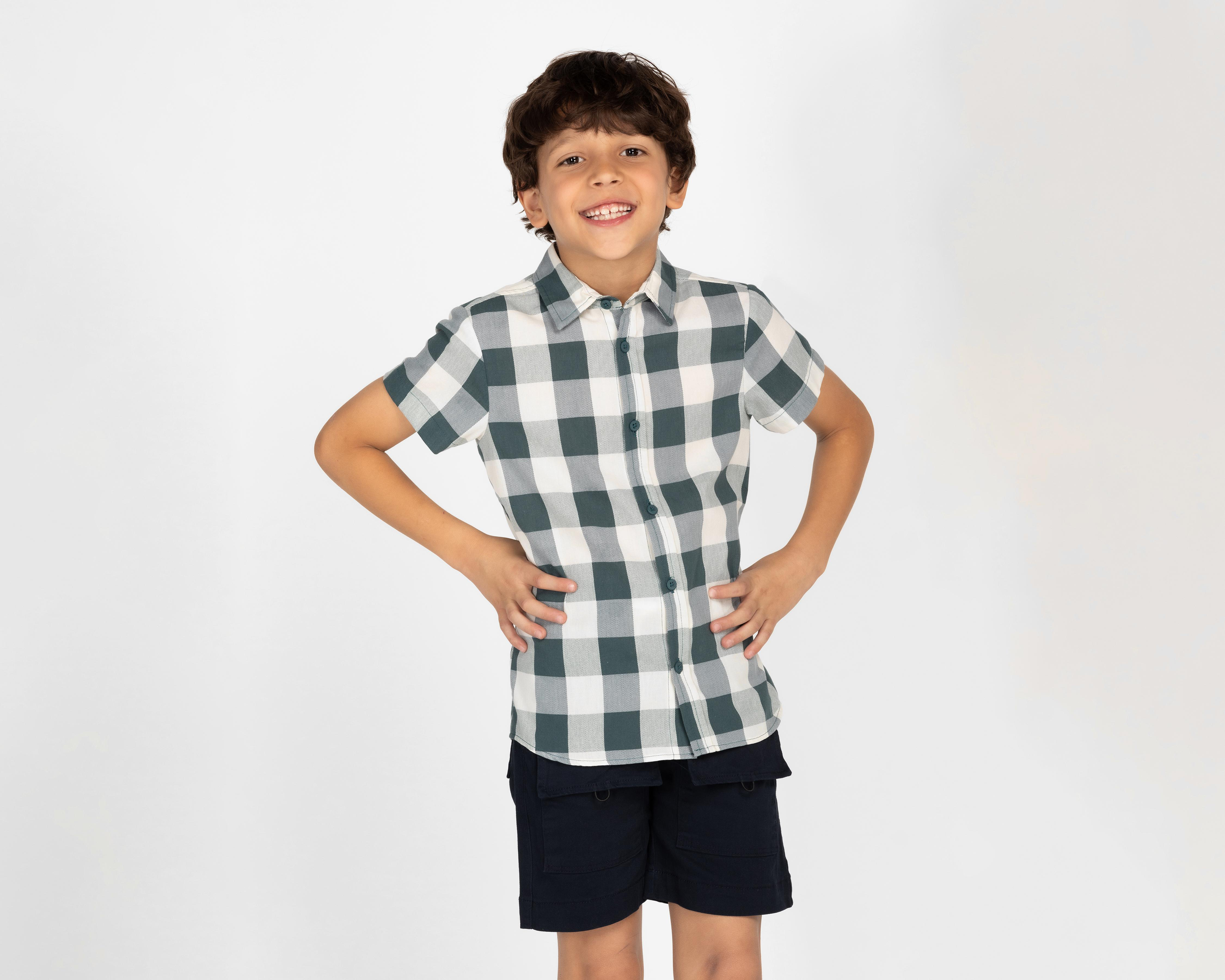 Foto 1 | Camisa Refill Manga Corta a Cuadros para Niño