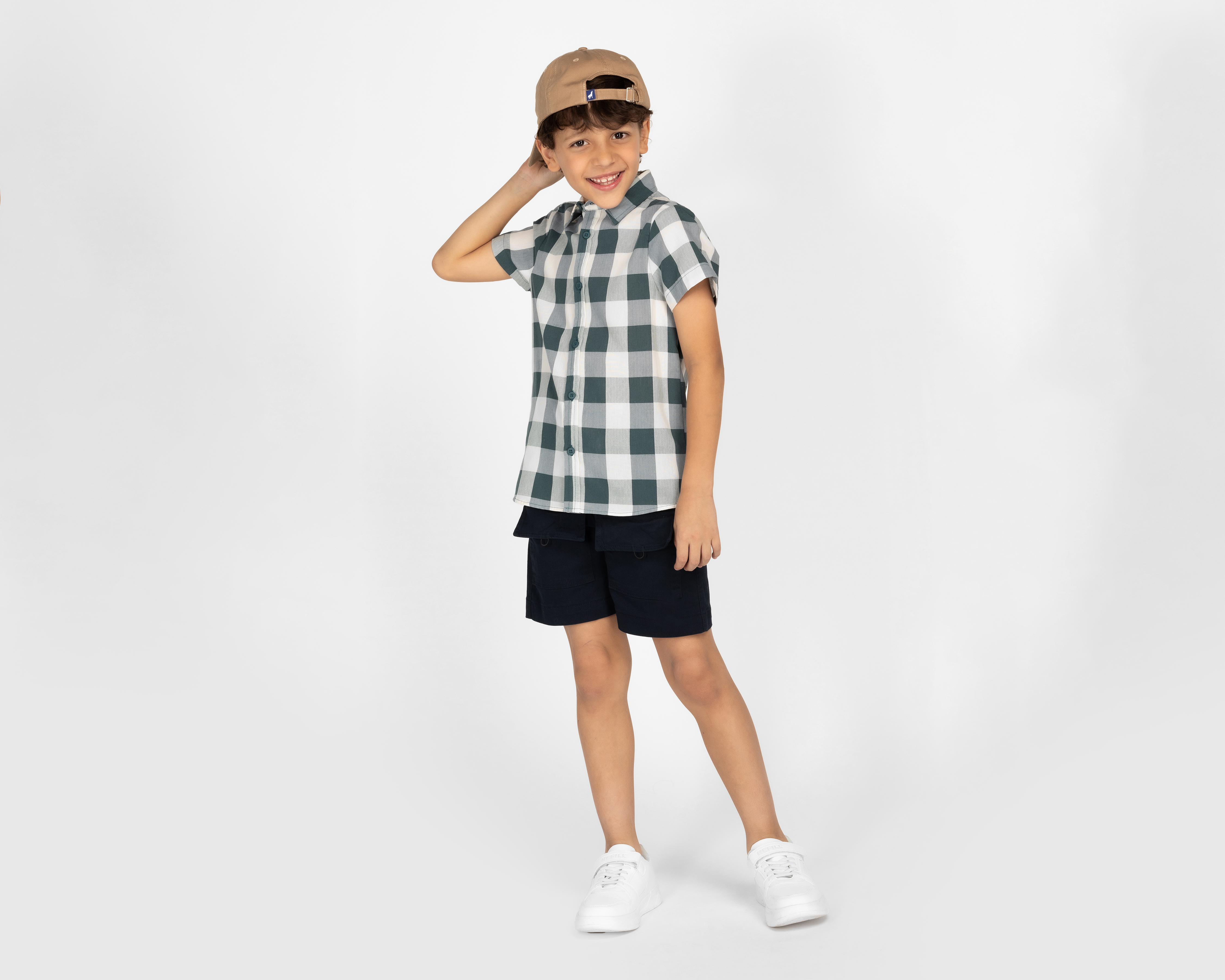 Foto 2 | Camisa Refill Manga Corta a Cuadros para Niño