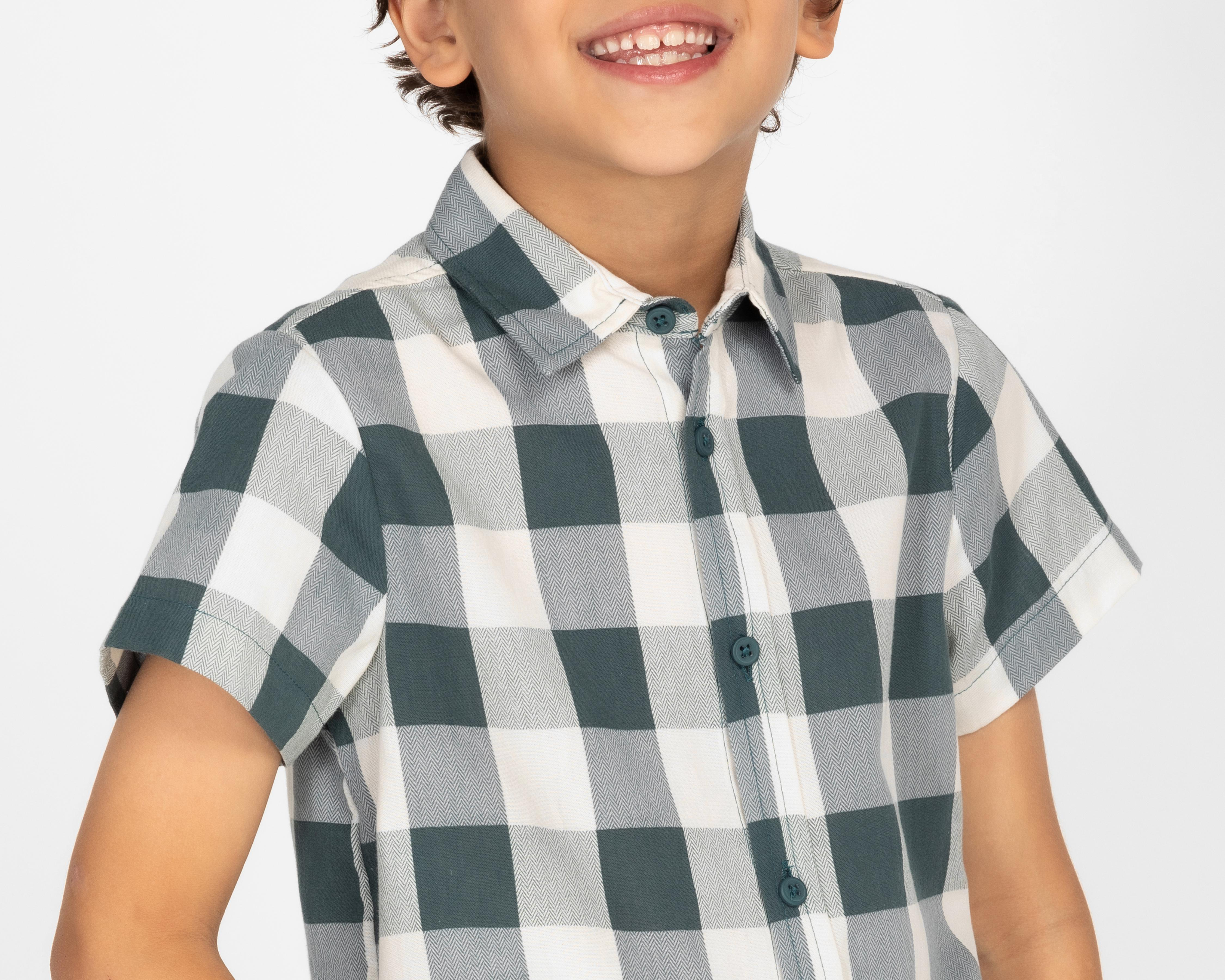 Foto 5 pulgar | Camisa Refill Manga Corta a Cuadros para Niño