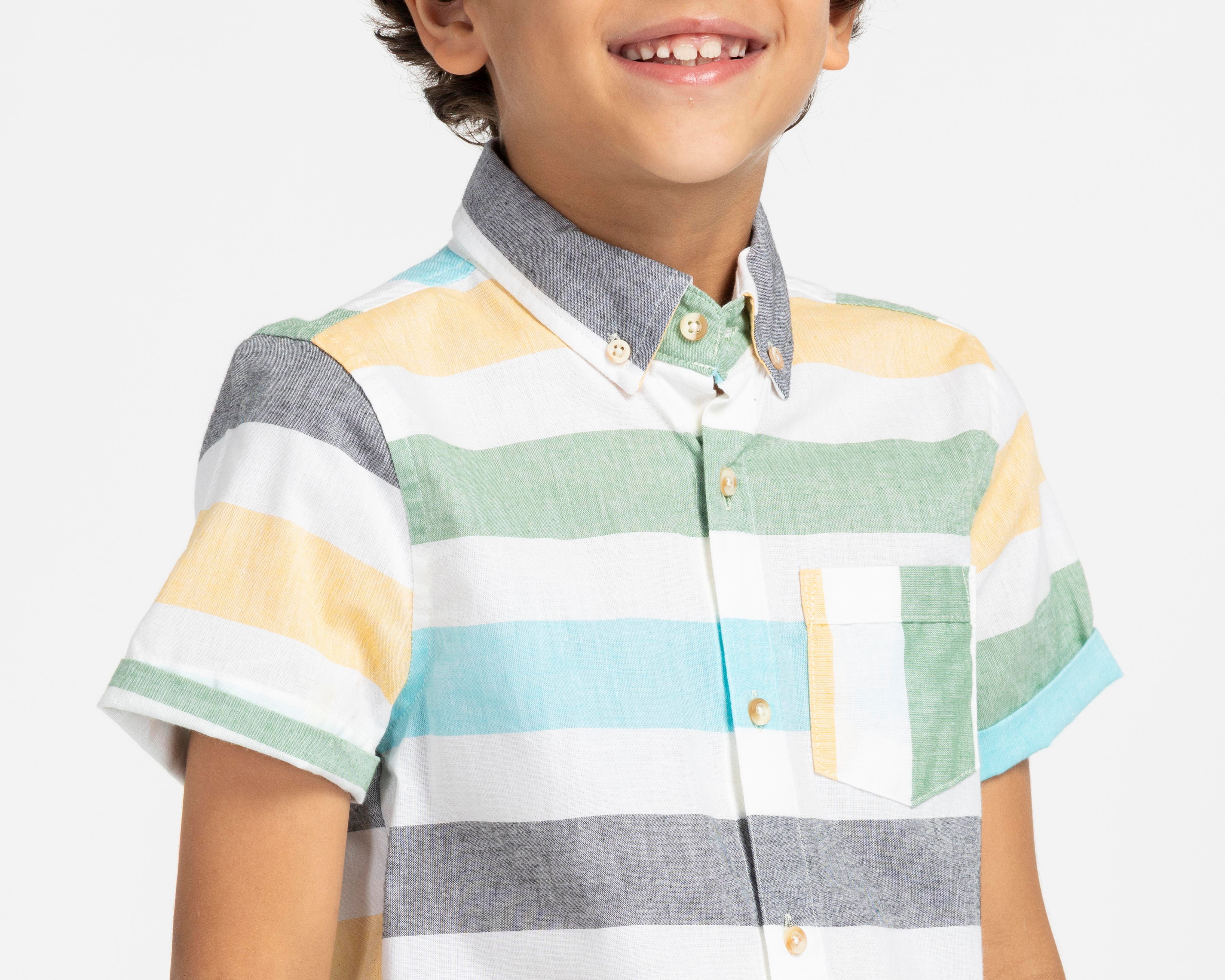 Foto 5 pulgar | Camisa Refill Manga Corta a Rayas para Niño