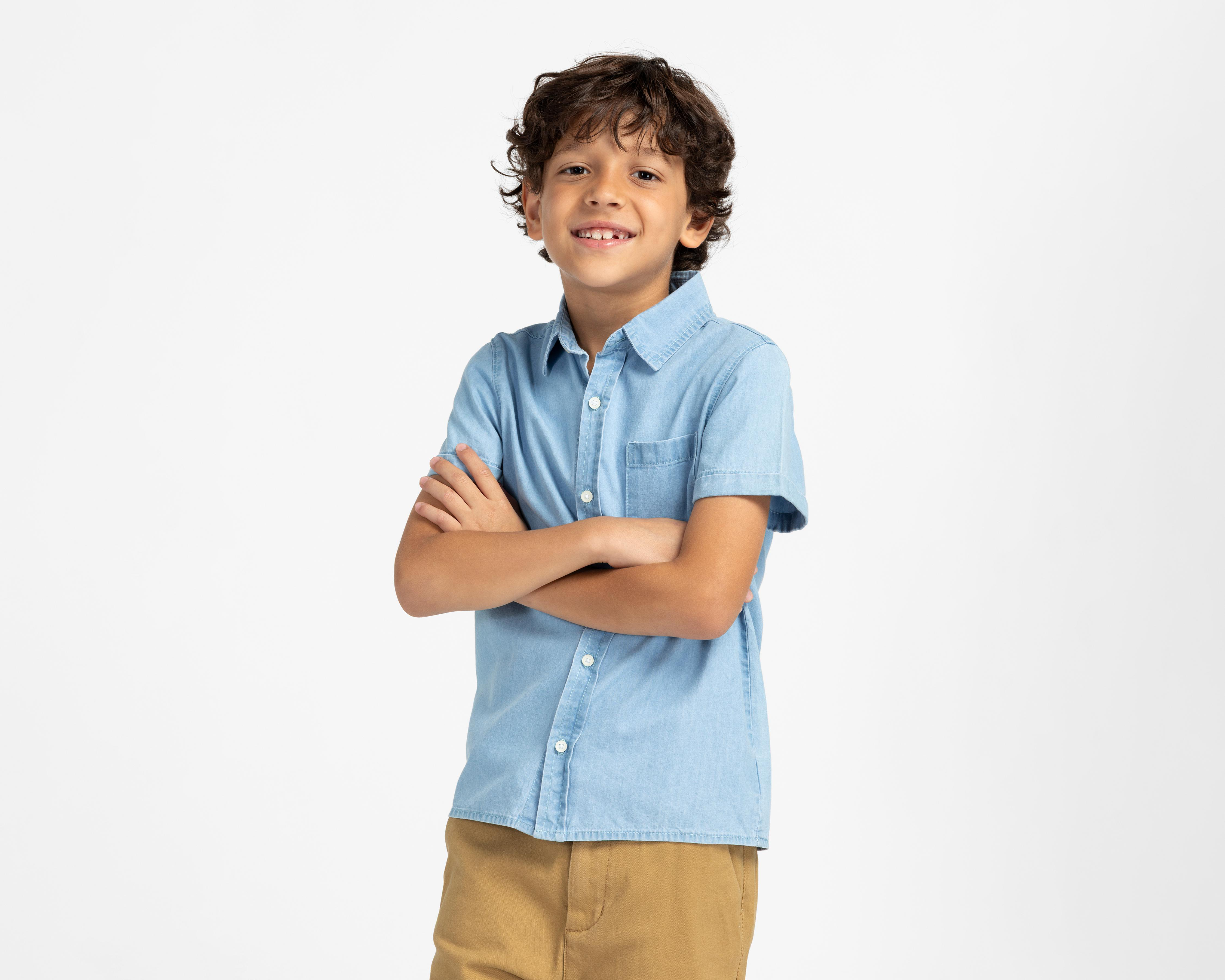 Camisa Cuello Americano Azul Refill para Niño $229