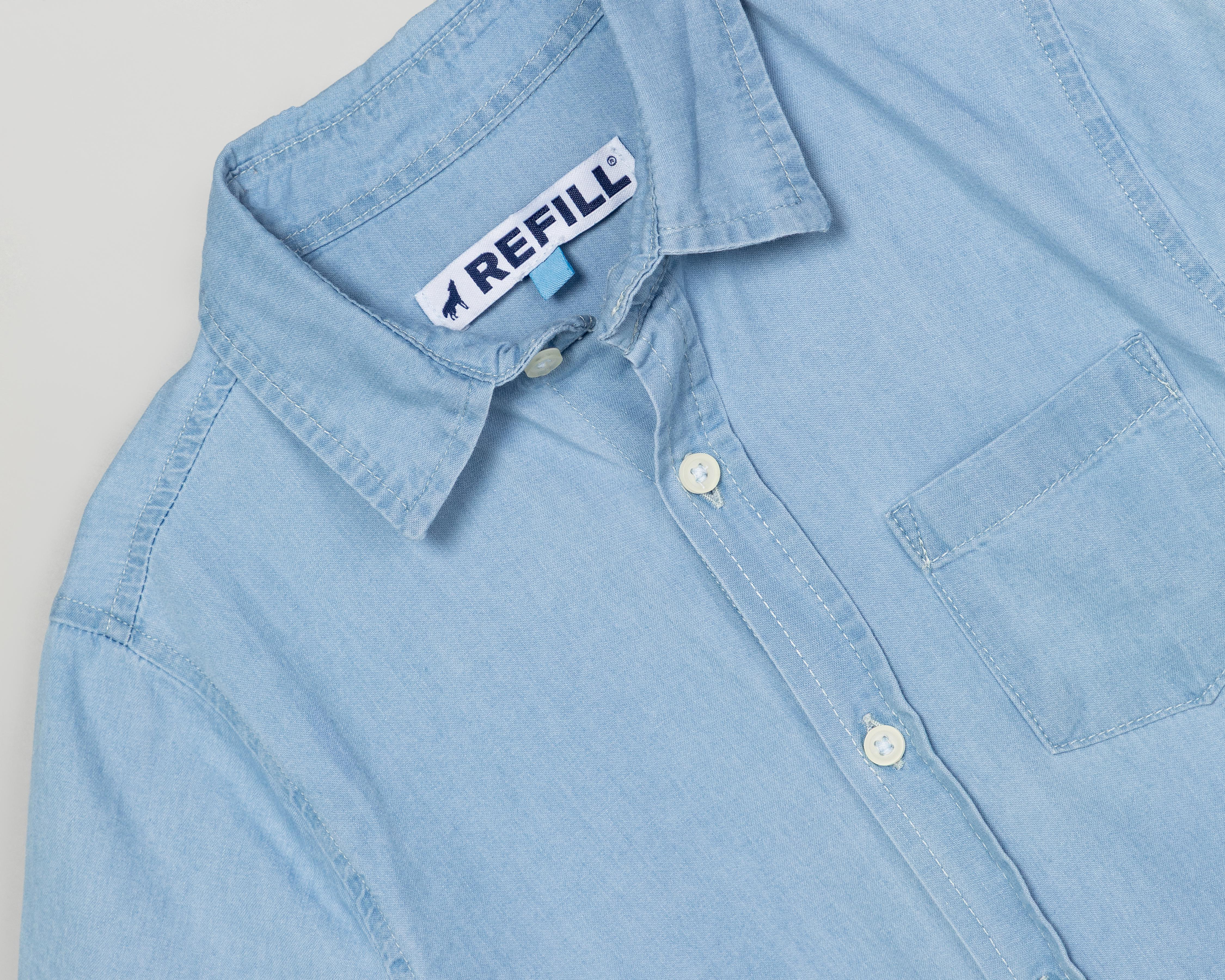 Foto 4 pulgar | Camisa Cuello Americano Azul Refill para Niño