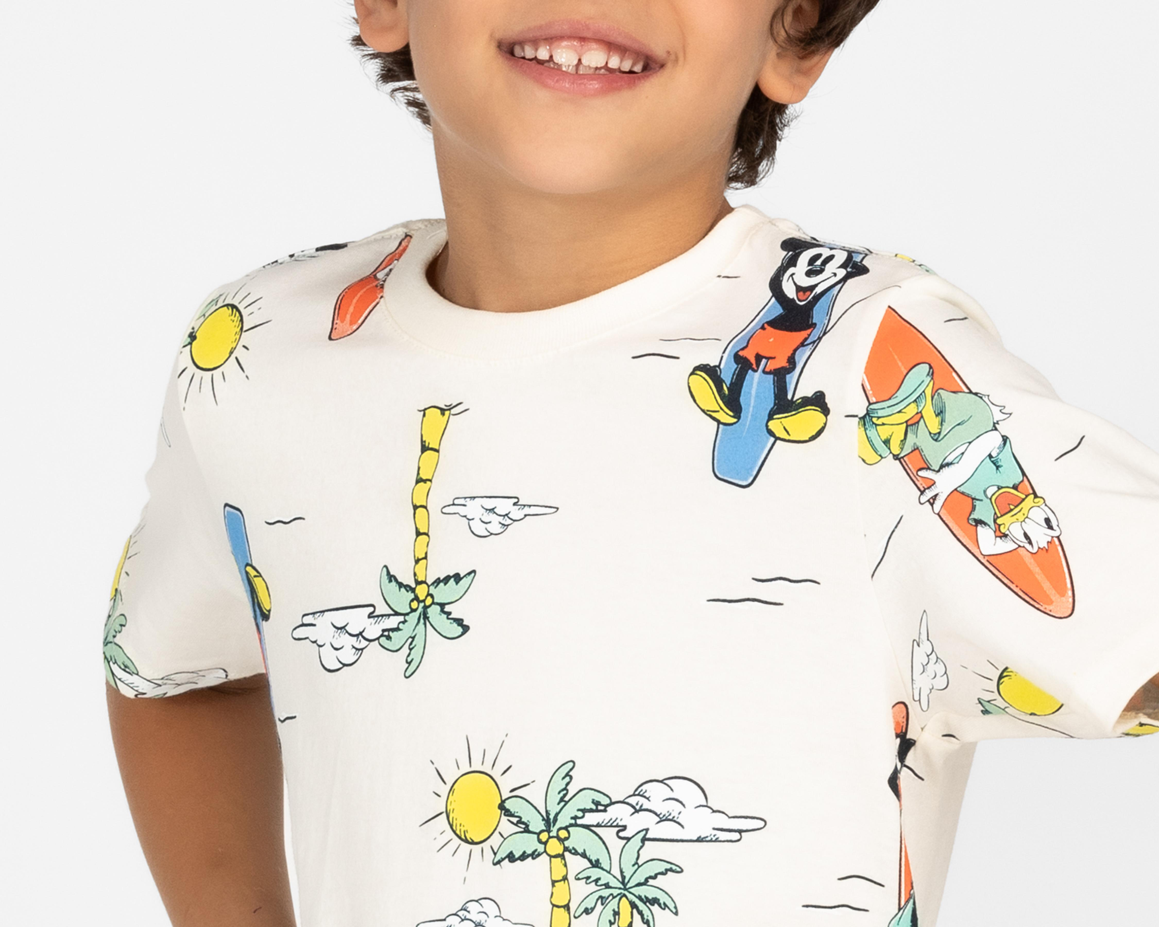 Foto 4 pulgar | Playera Disney Mickey Mouse Manga Corta Full Print para Niño
