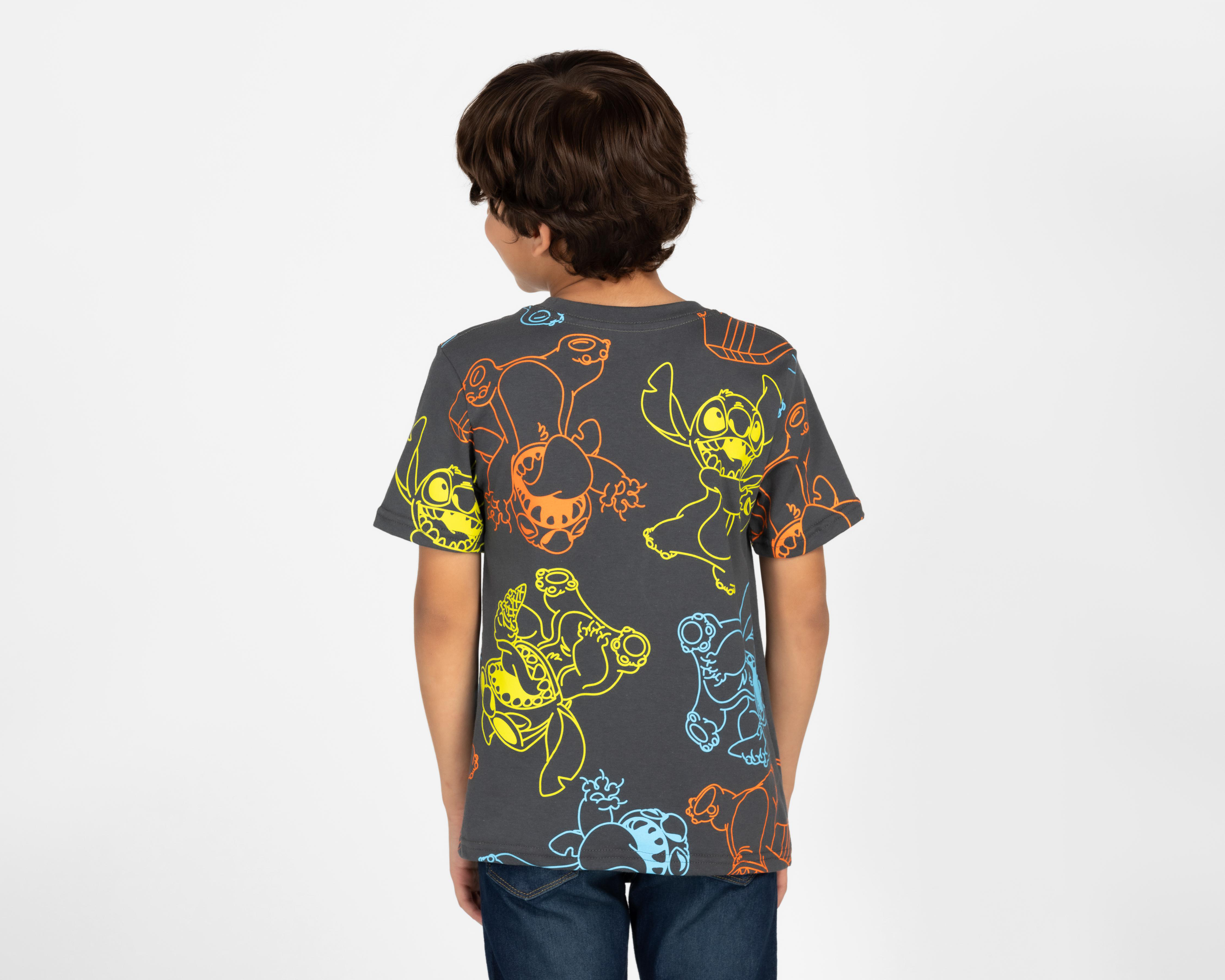 Foto 2 | Playera Disney Stitch Manga Corta Full Print para Niño