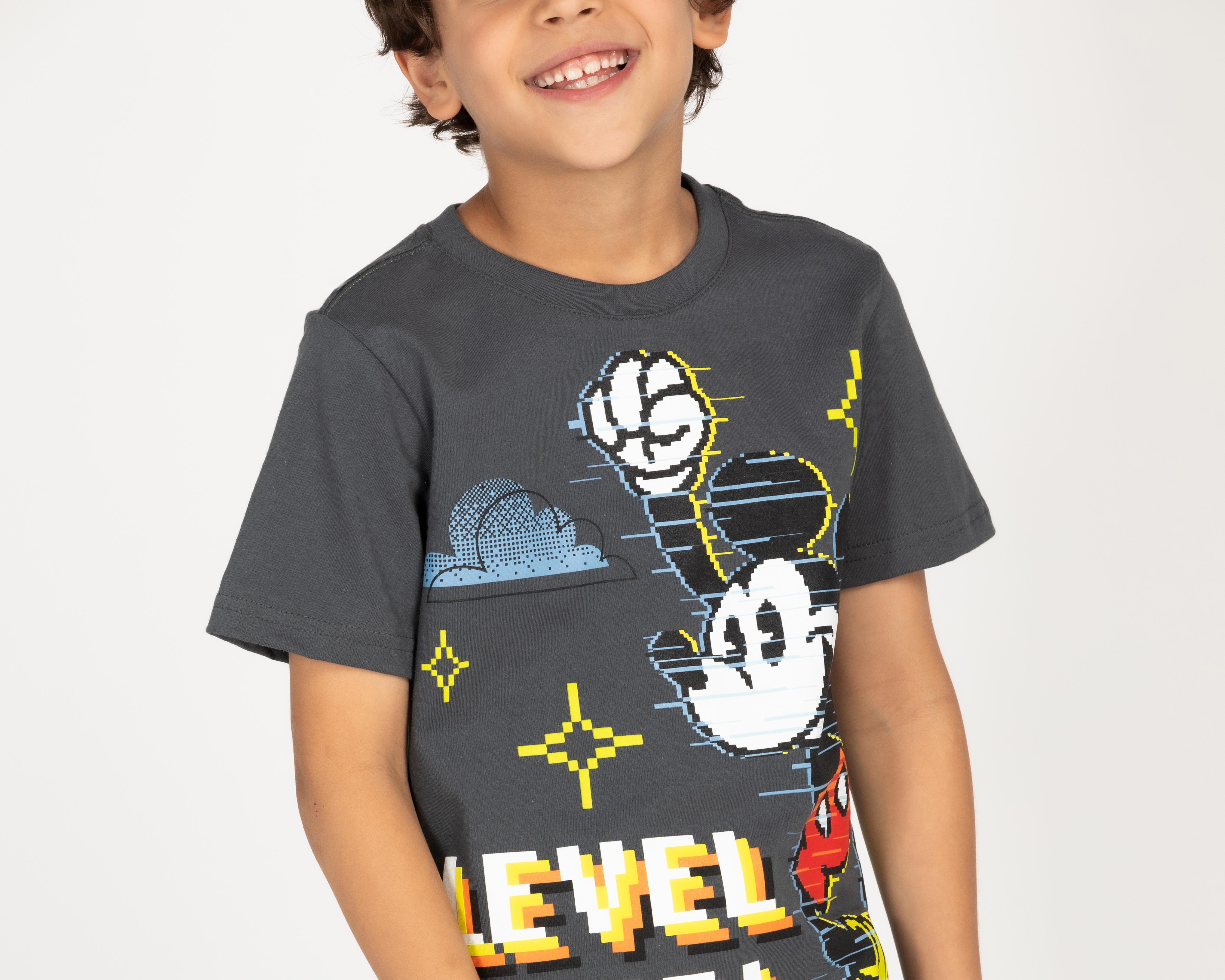 Foto 4 pulgar | Playera Disney Mickey Mouse Manga Corta Estampada para Niño