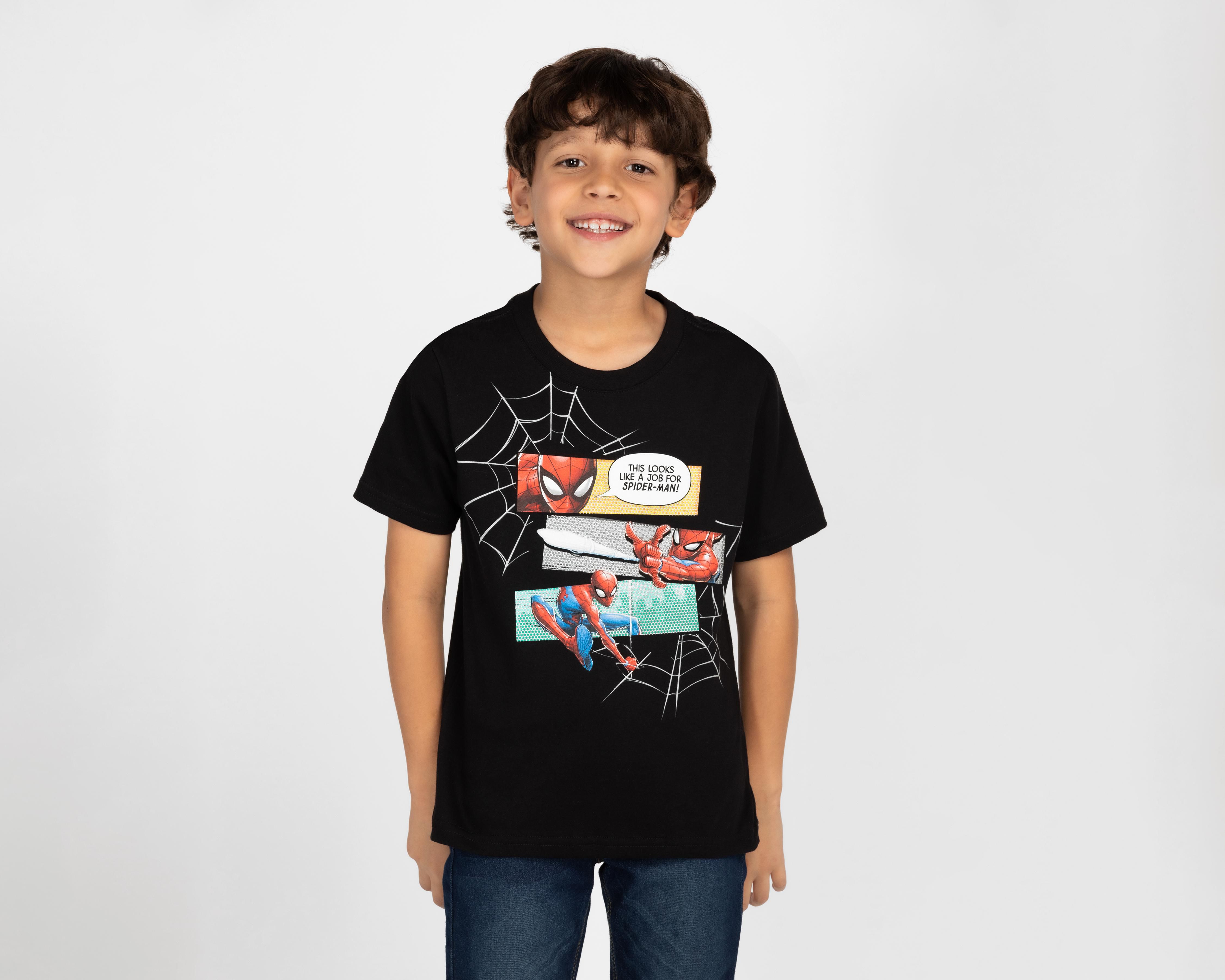 Foto 2 pulgar | Playera Marvel Spider-Man Manga Corta Estampada para Niño