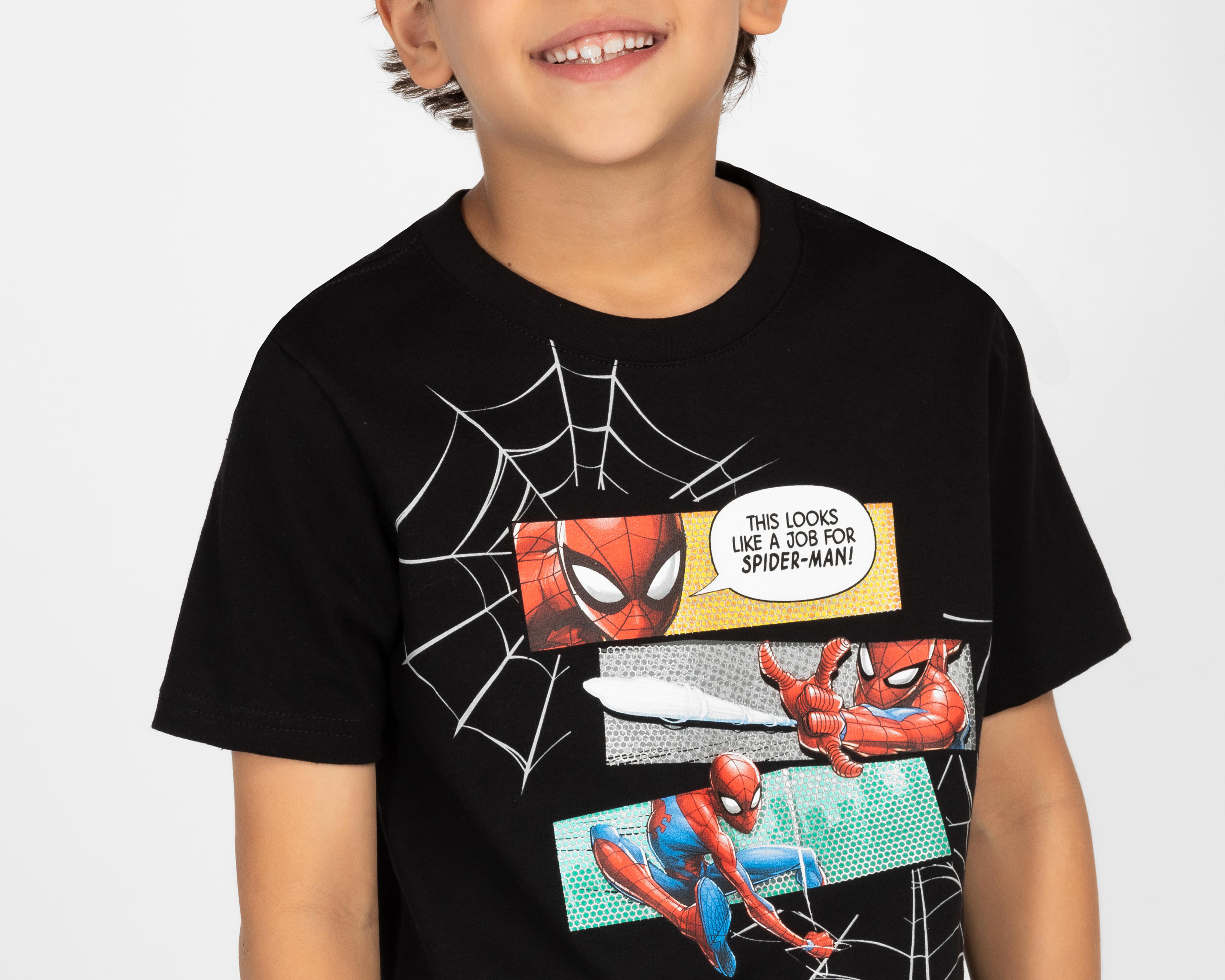 Foto 4 pulgar | Playera Marvel Spider-Man Manga Corta Estampada para Niño
