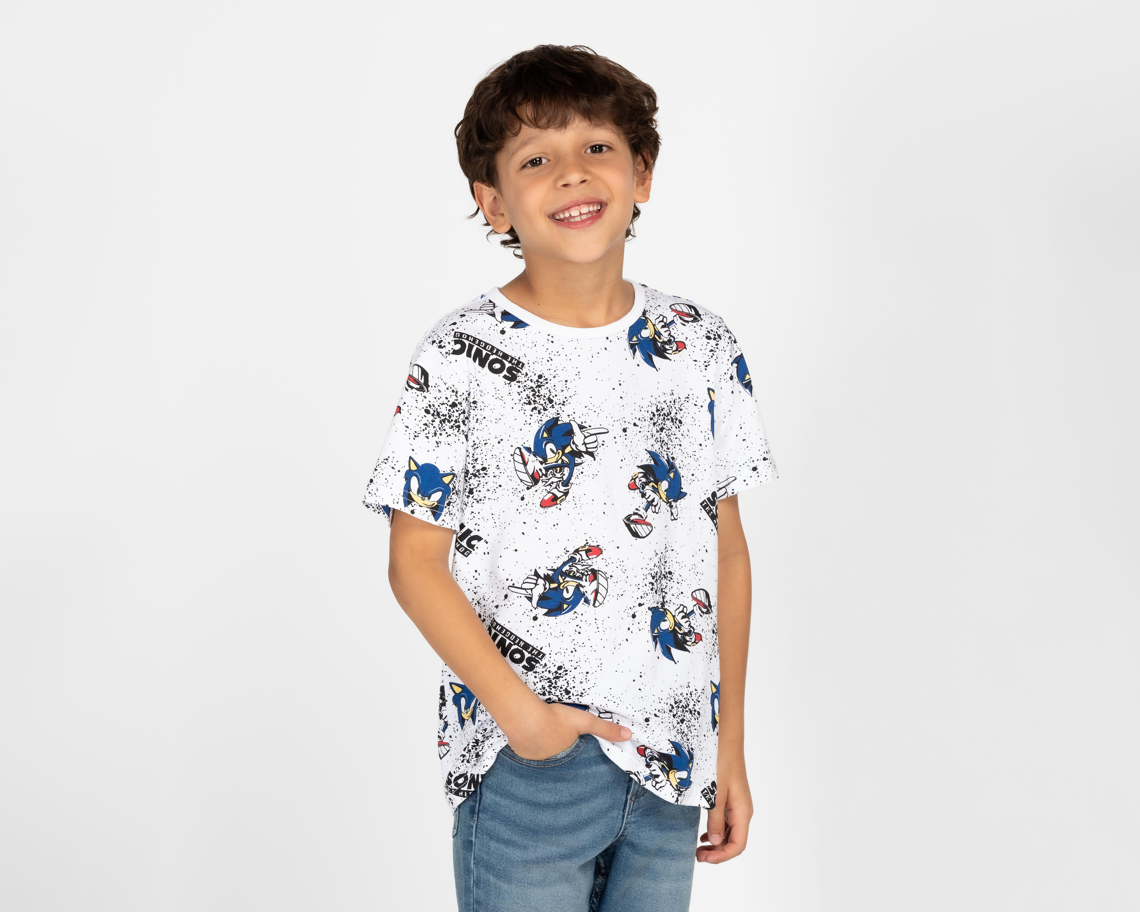 Foto 2 pulgar | Playera Sonic Manga Corta Estampada para Niño