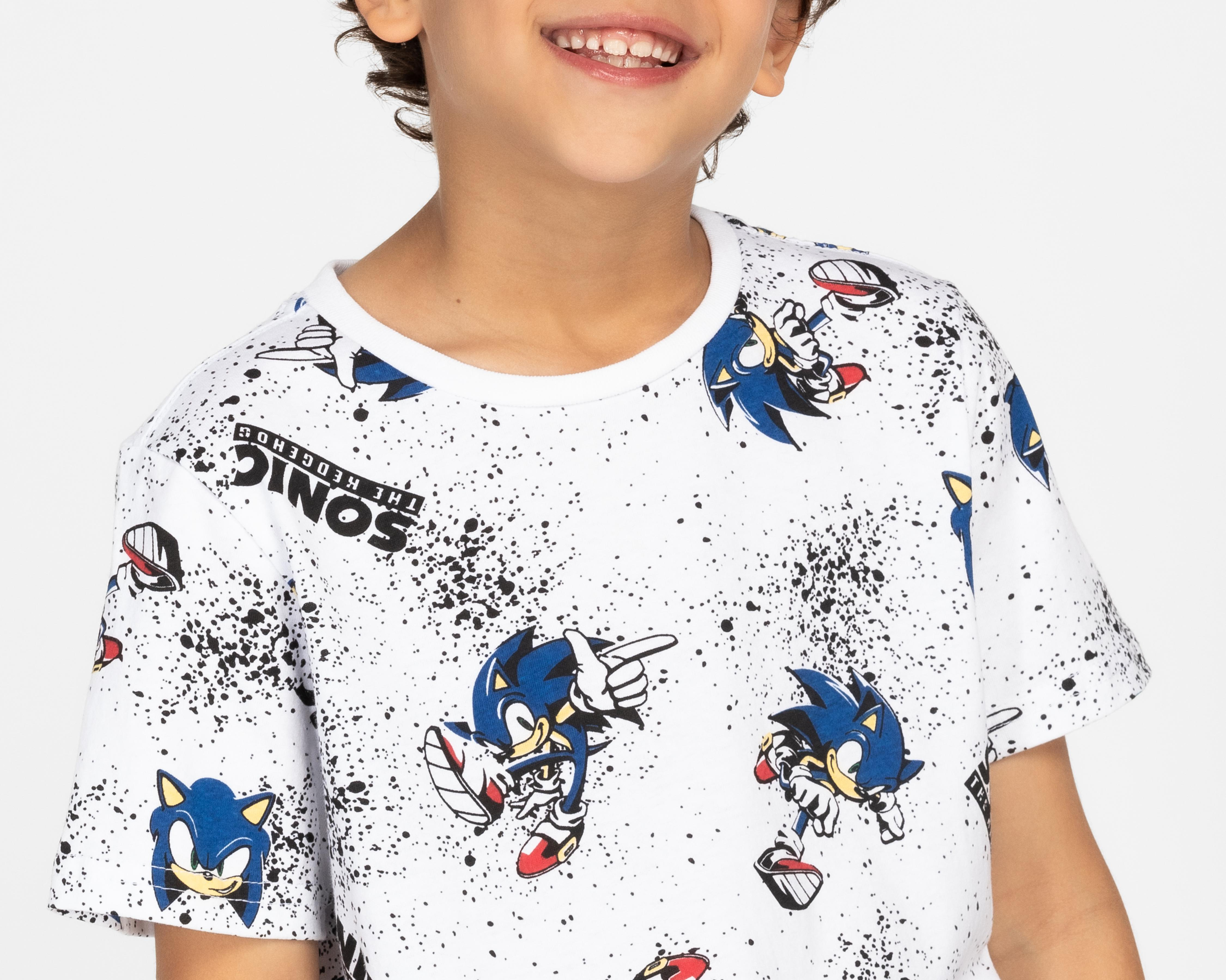 Foto 4 pulgar | Playera Sonic Manga Corta Estampada para Niño