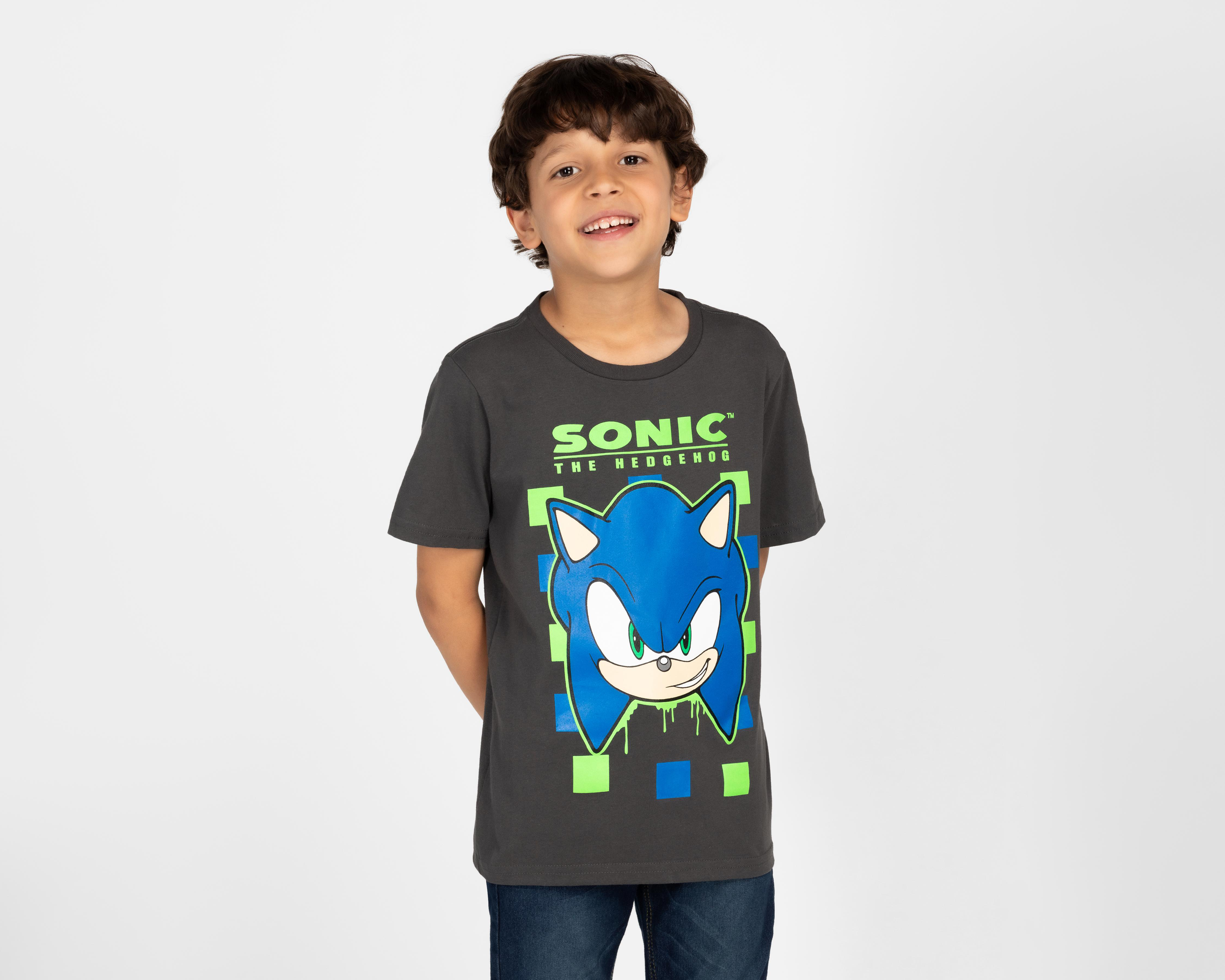 Foto 2 pulgar | Playera Sonic Manga Corta Estampada para Niño