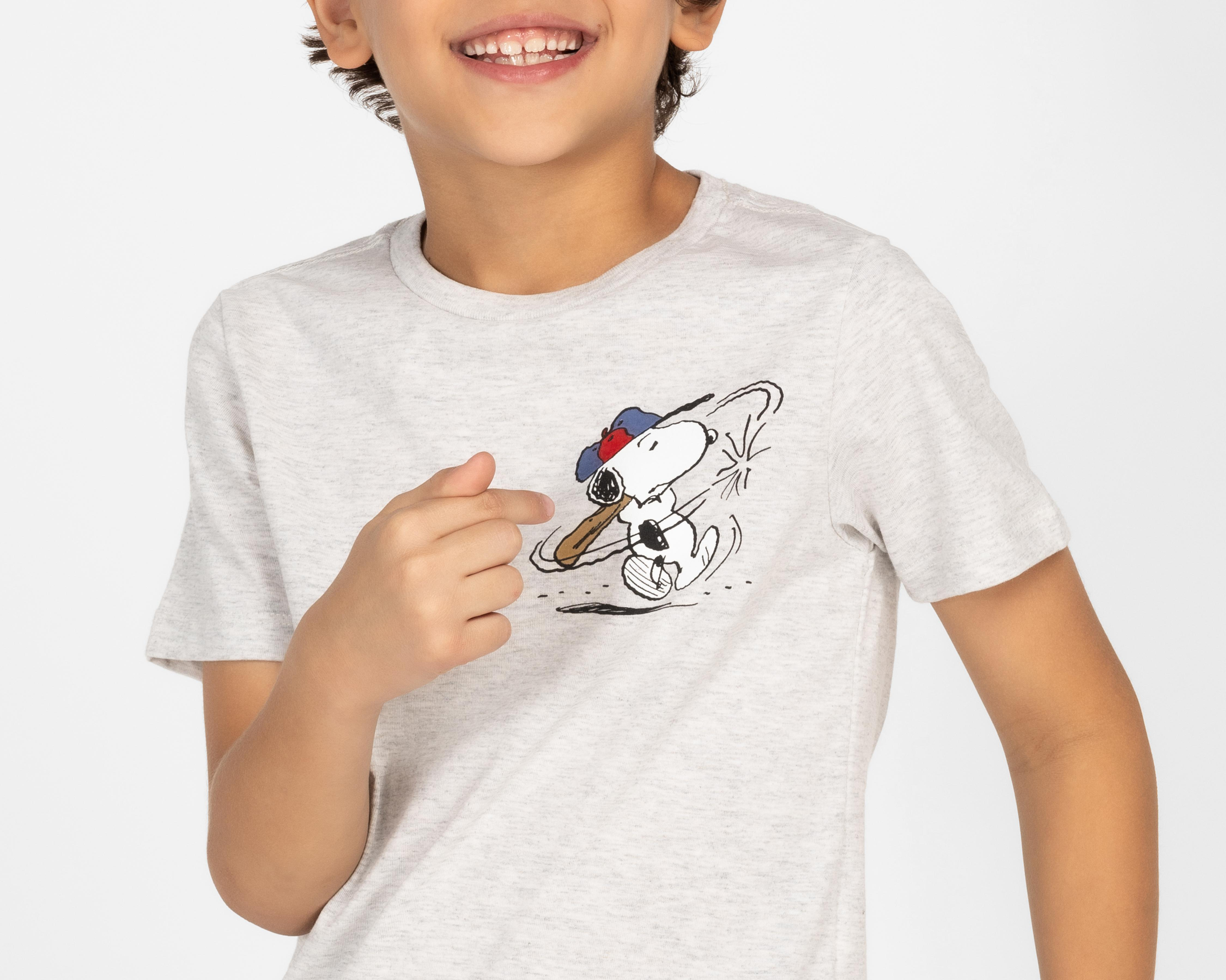 Foto 4 pulgar | Playera Peanuts Manga Corta Estampada para Niño