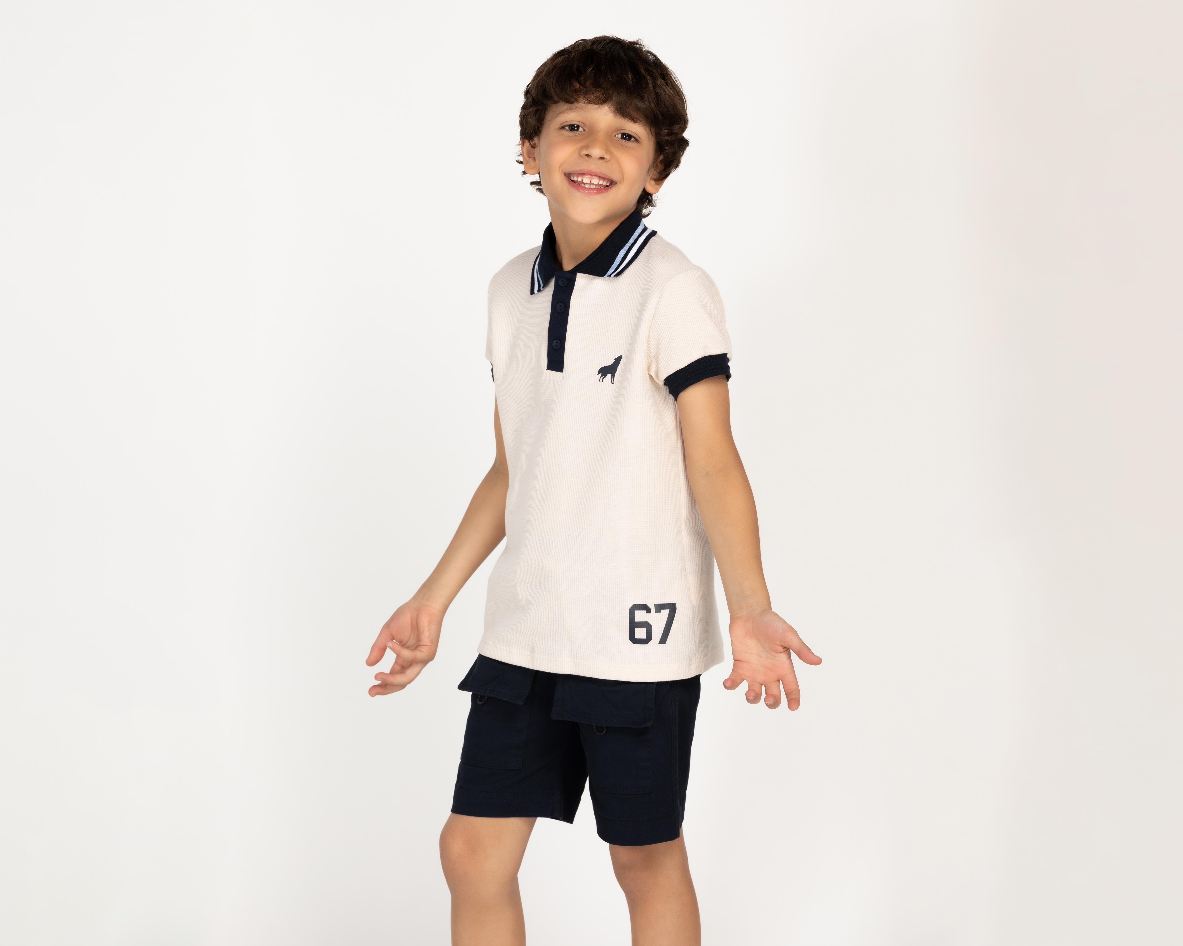 Playera Polo Refill Manga Corta con Estampado para Niño