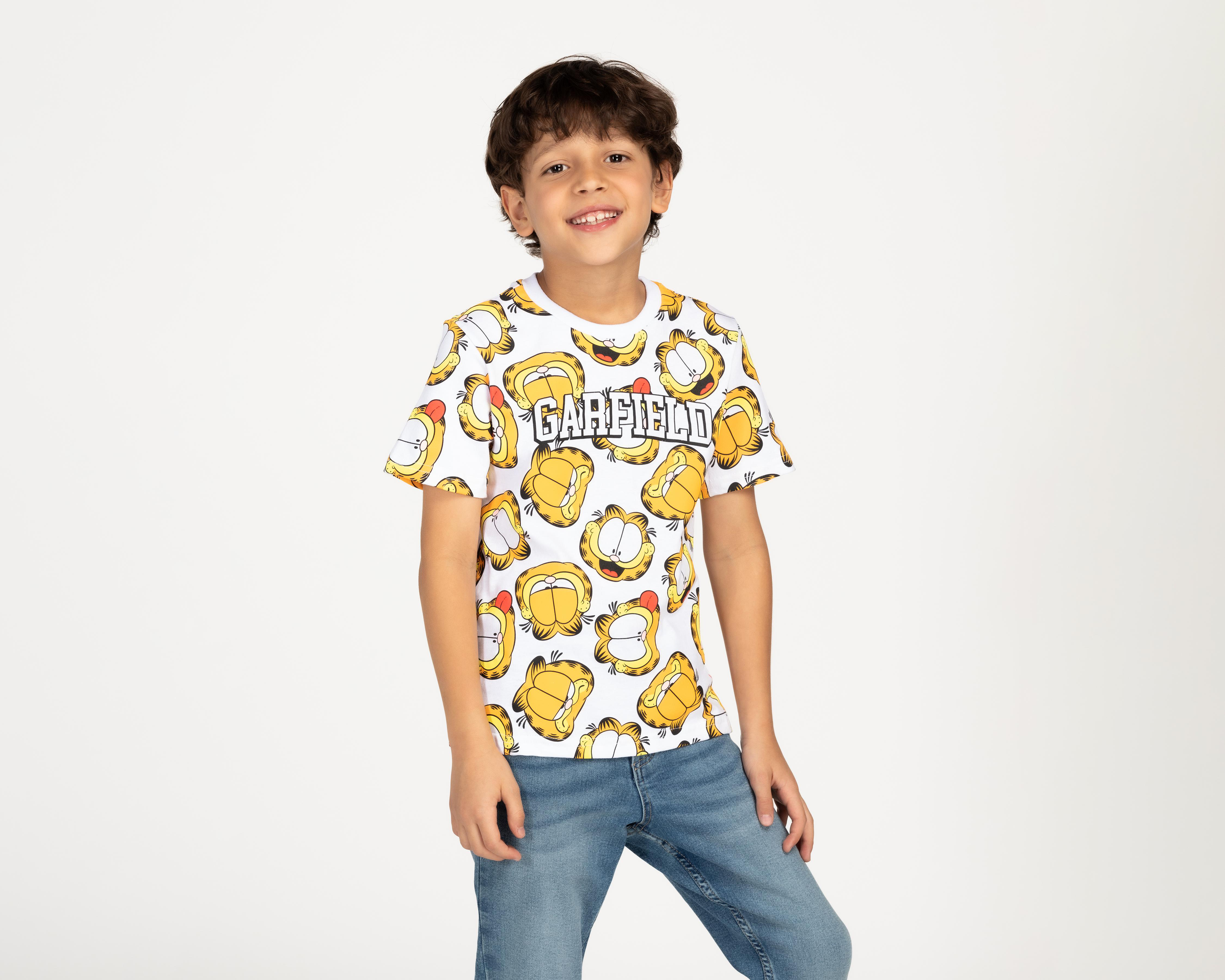 Playera Garfield Manga Corta Estampada para Niño